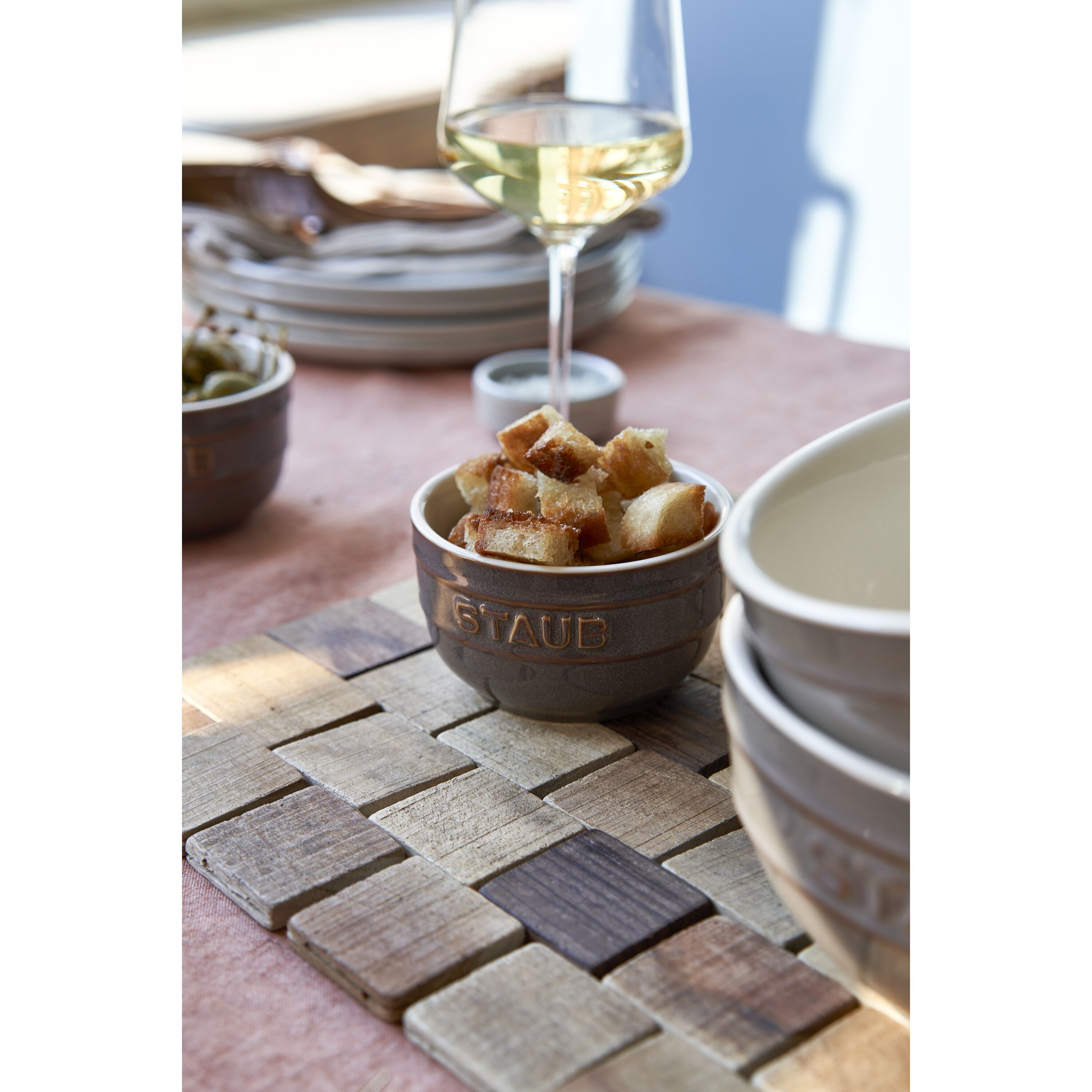 Staub        Ceramique                Förmchenset 9 cm / 2-tlg, rund, Antik-Grau, Keramik