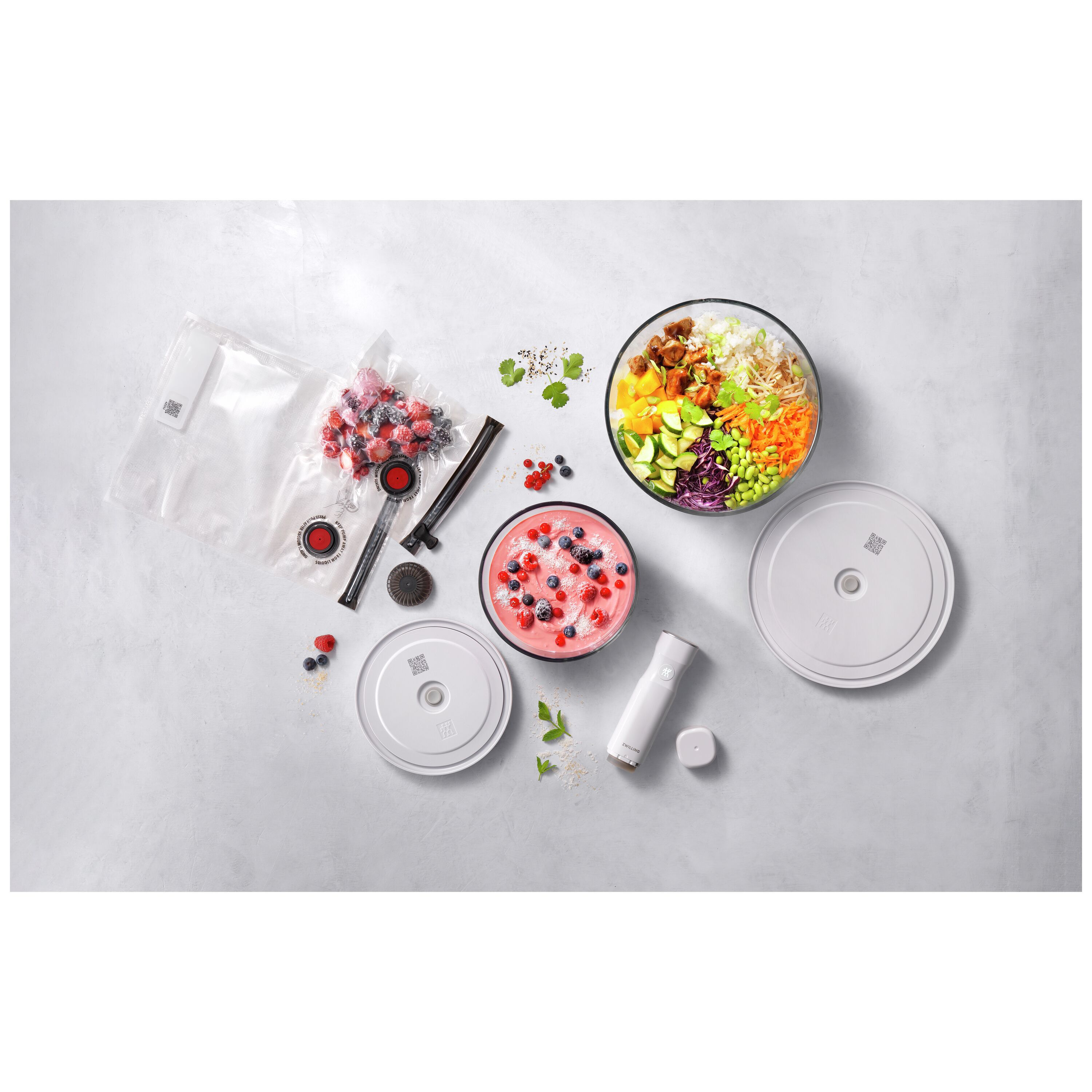 ZWILLING        Fresh & Save BOWLS                Vakuum Starter Set, Glas / M/L, 9-tlg, Transparent-Weiß