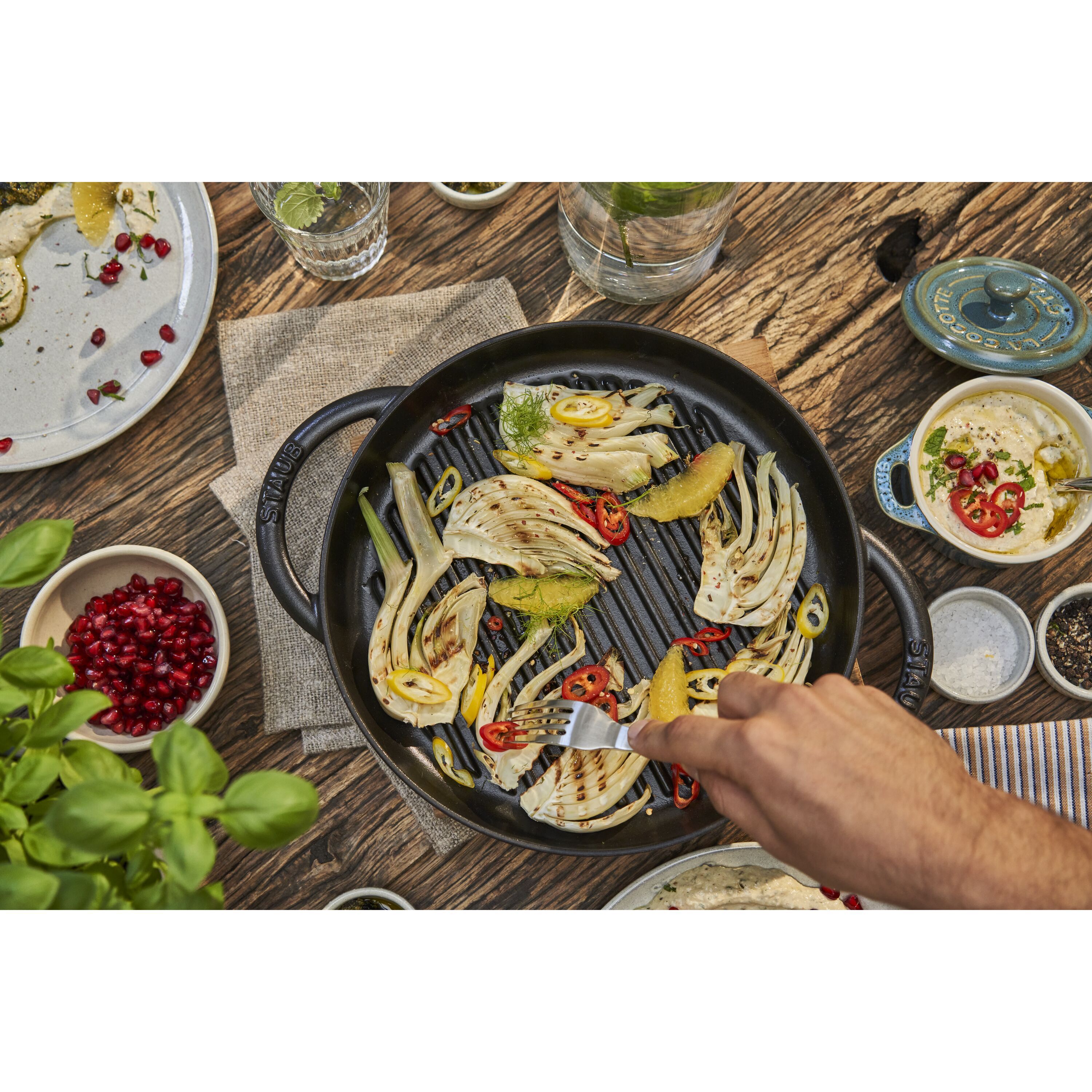 Staub        Grill Pans                Pure Grill 26 cm, rund, Schwarz, Gusseisen