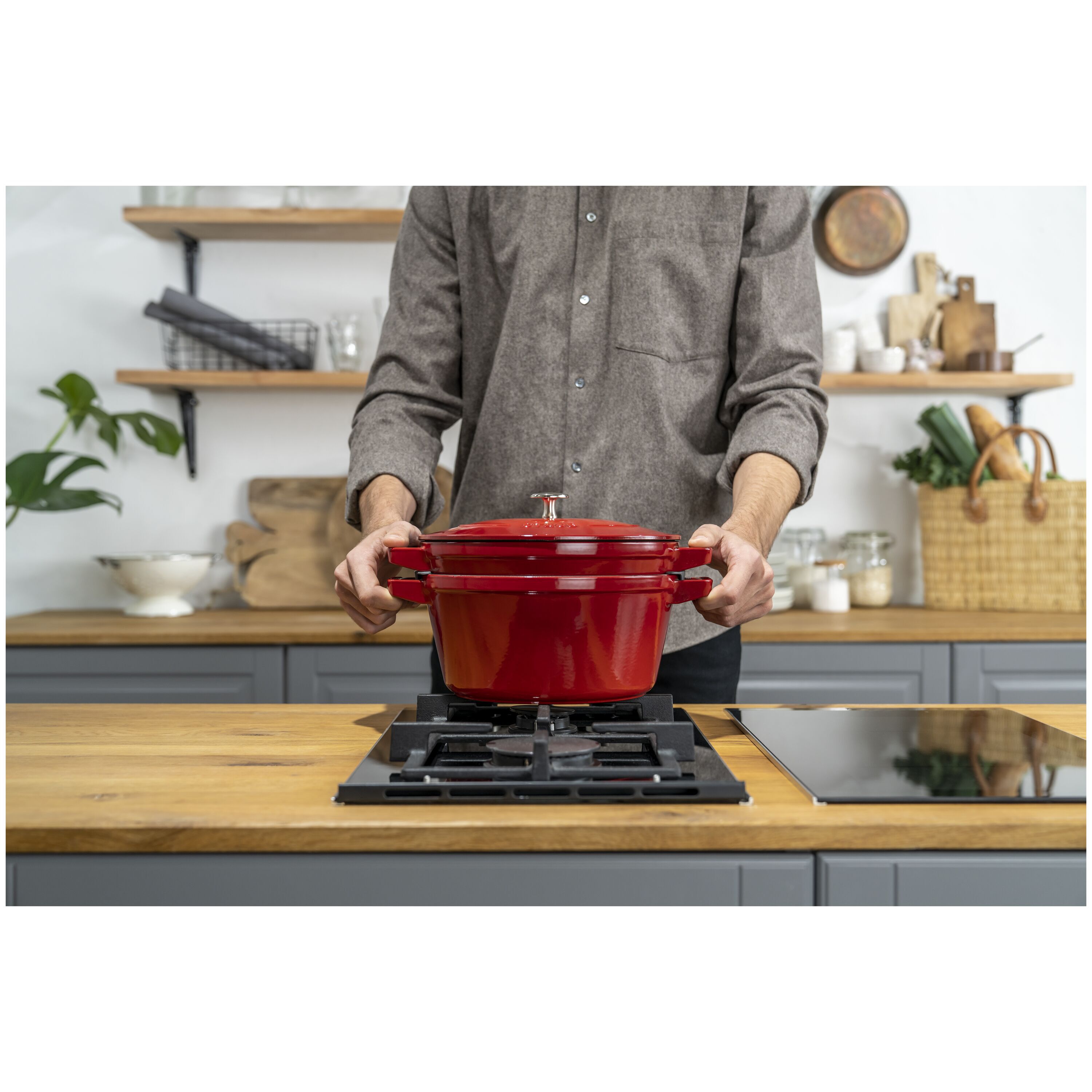 Staub        Stackable Set                Kochtopfset Stackable 2-tlg, rund, Kirsch-Rot, Gusseisen