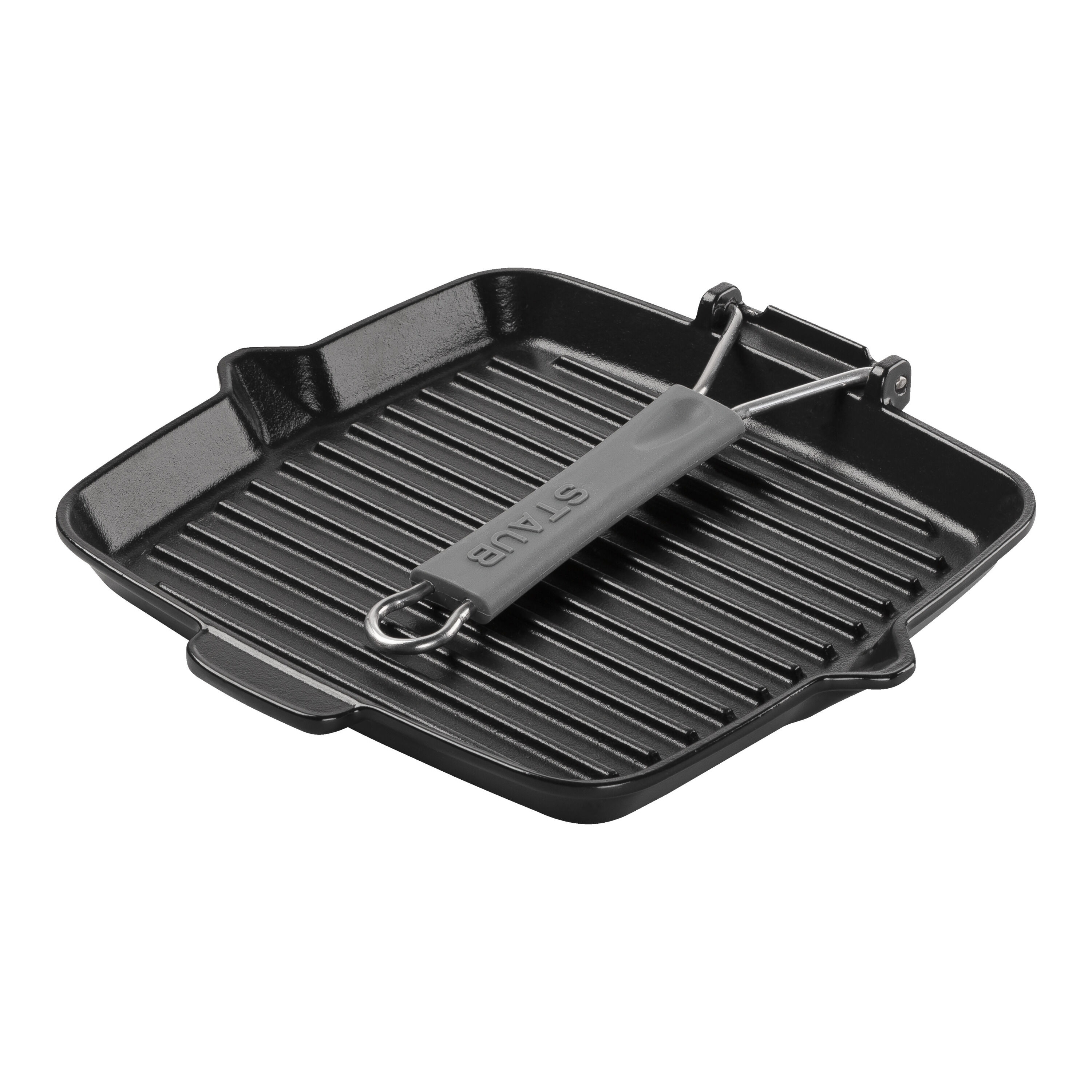 Staub        Grill Pans                Grillpfanne mit Ausgießnase 24 cm, quadratisch, Schwarz, Gusseisen