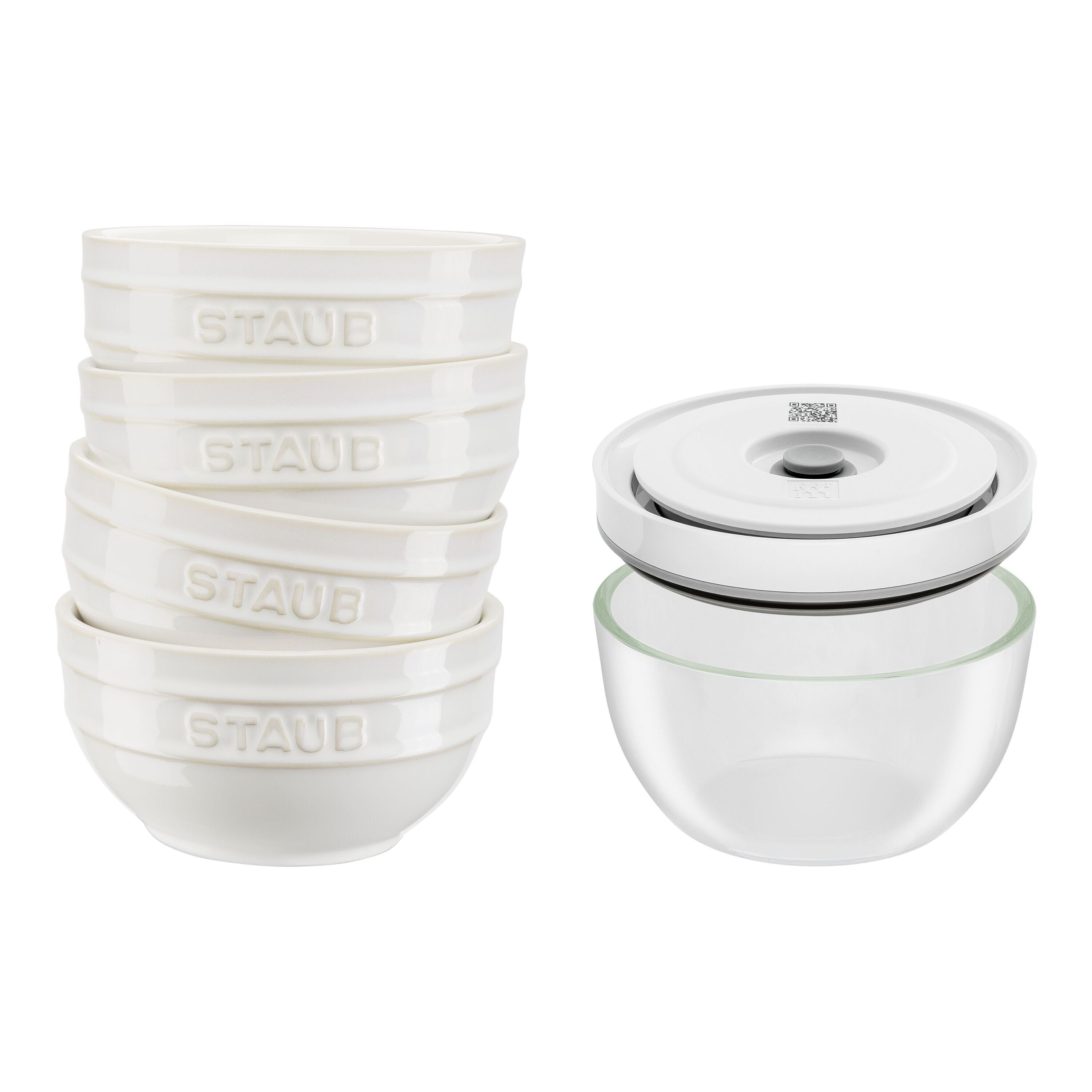 ZWILLING        Fresh & Save BOWLS                Schüssel Set mit Vakuumdeckel/5-tlg, 12cm/Elfenbeinweiß