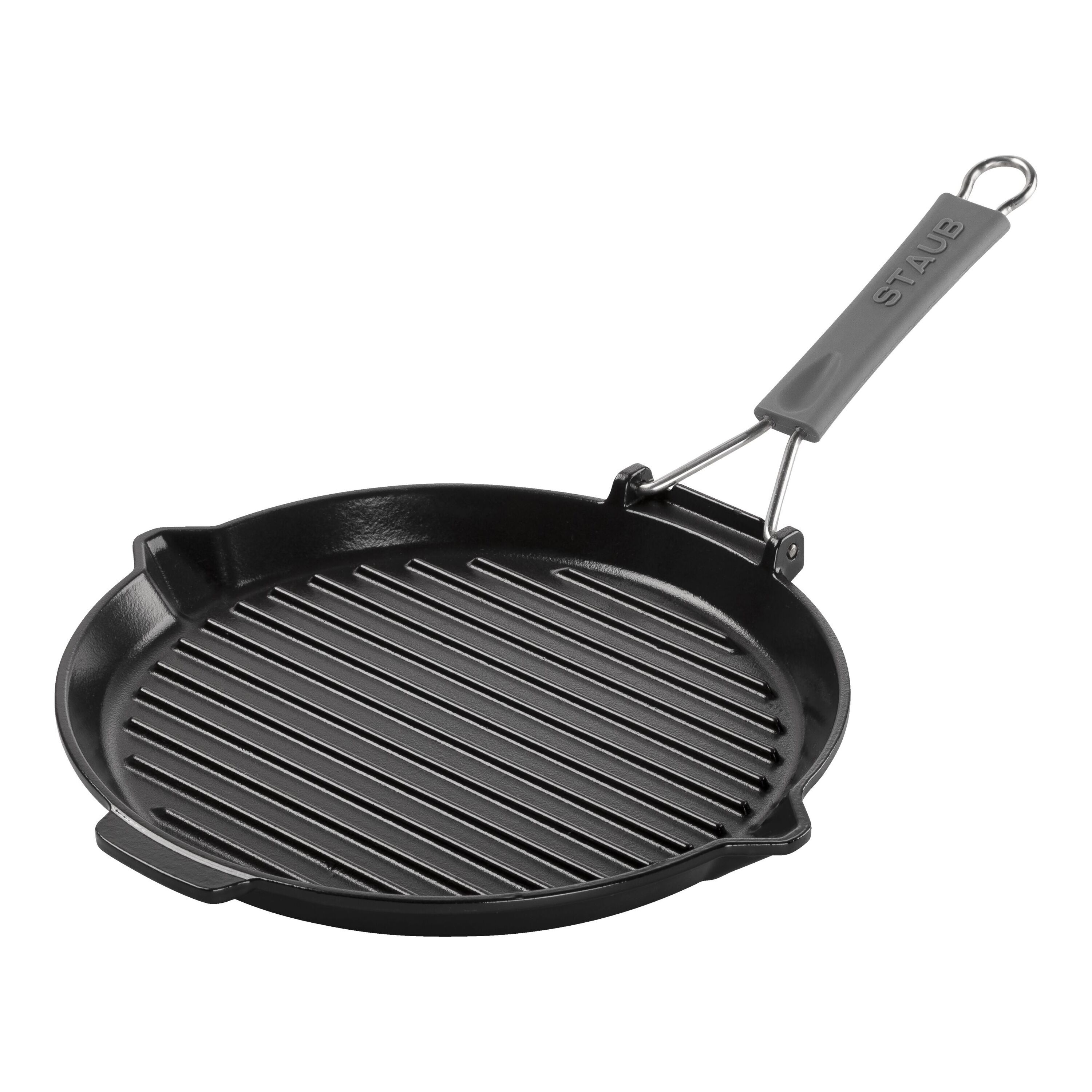 Staub        Grill Pans                Grillpfanne mit Ausgießnase 28 cm, rund, Schwarz, Gusseisen