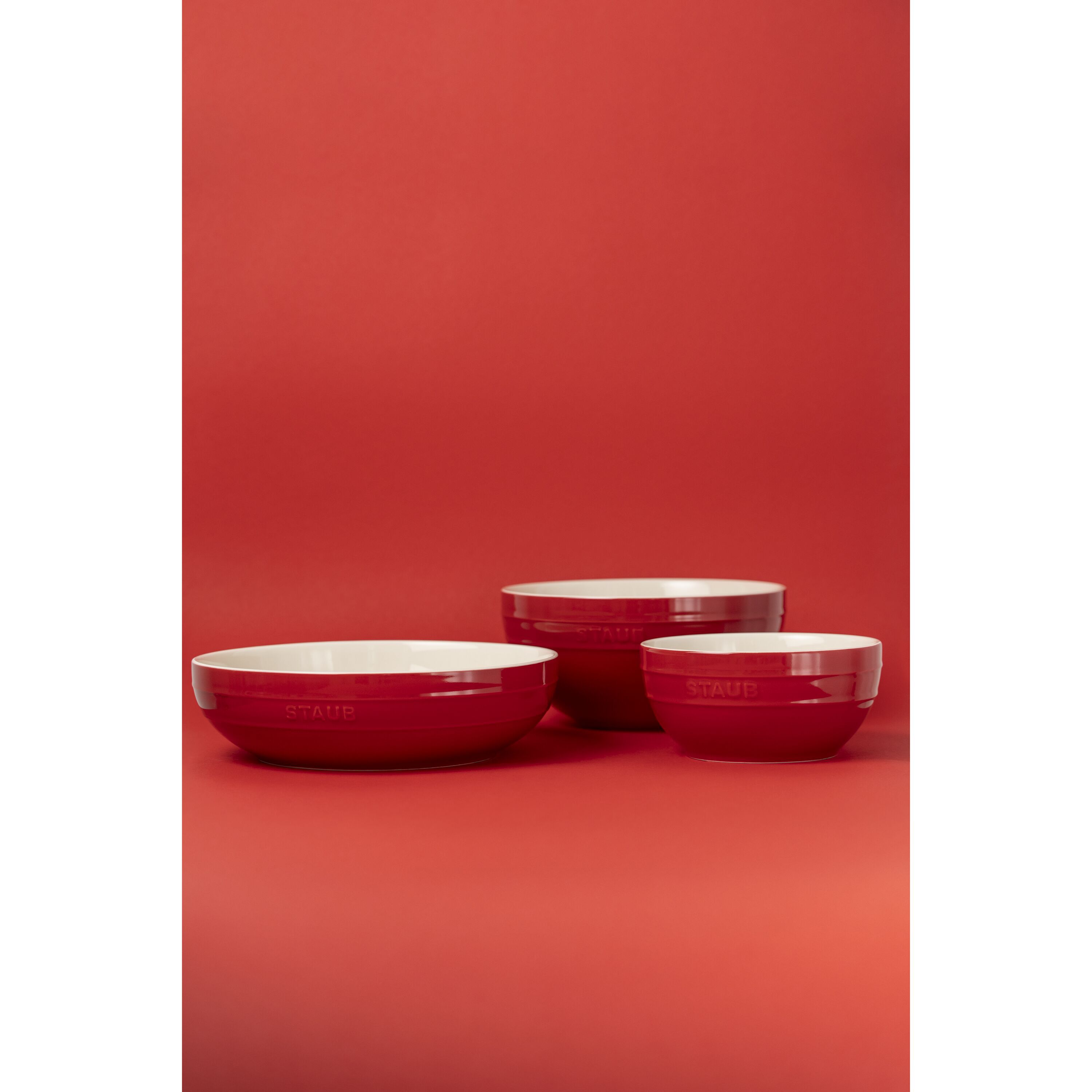 Staub        Ceramique                Schüssel 24 cm, rund, Kirsch-Rot, Keramik