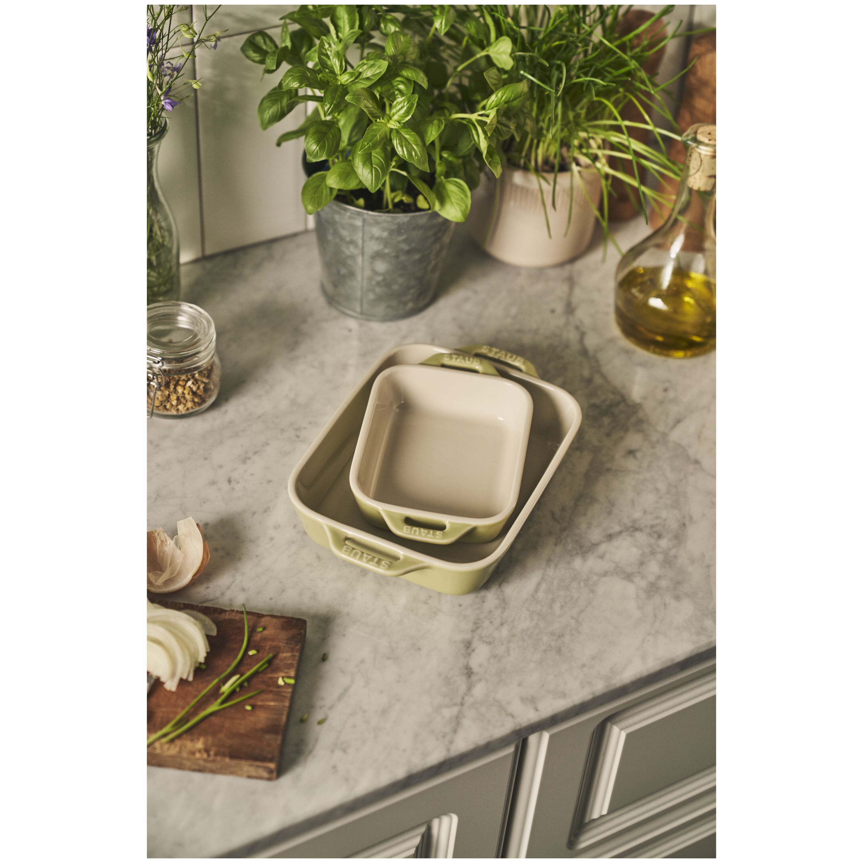 Staub        Ceramique                Ofenformenset 2-tlg, rechteckig, Hellgrün, Keramik