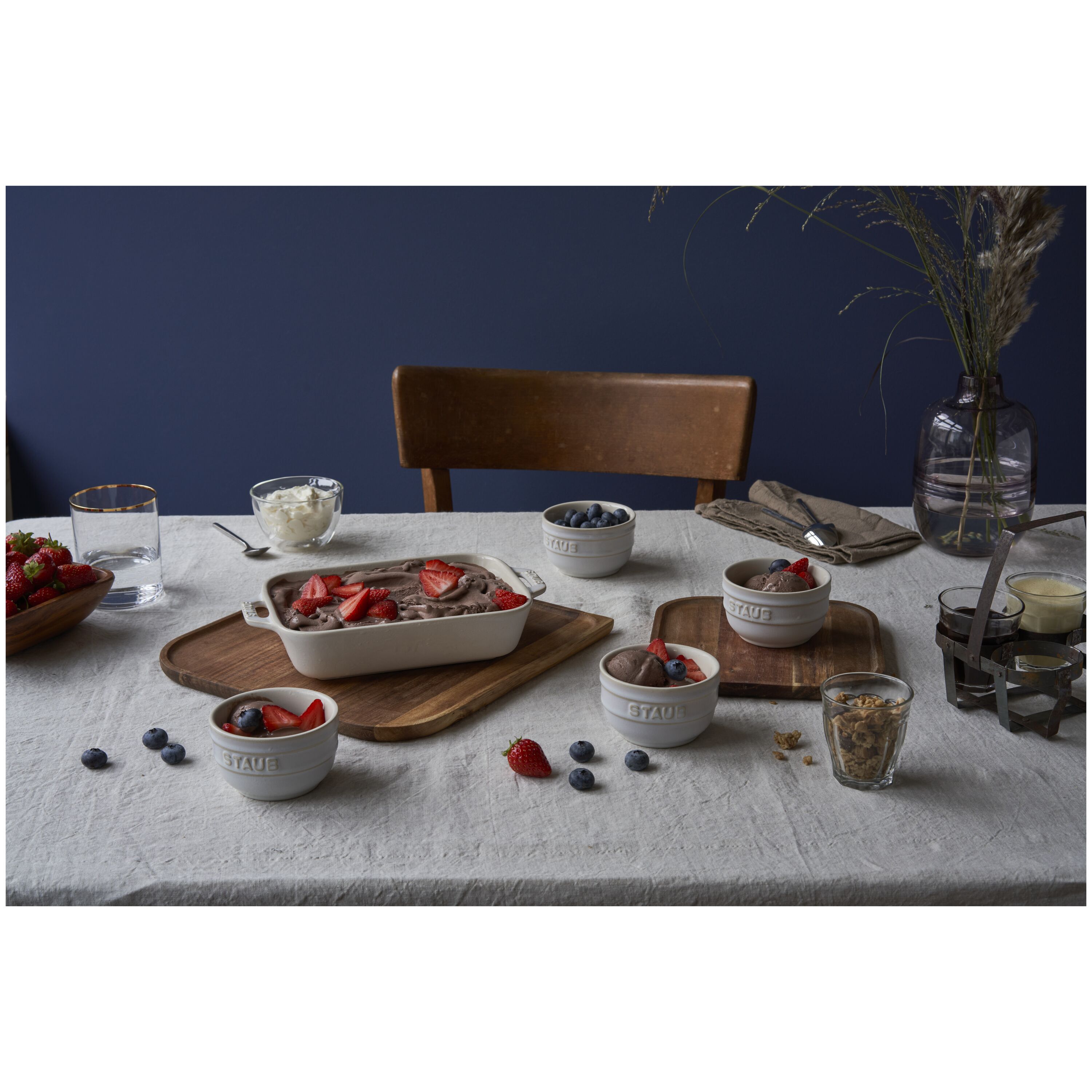 Staub        Ceramique                Ofenformenset 3-tlg, rechteckig, Elfenbein-Weiß, Keramik