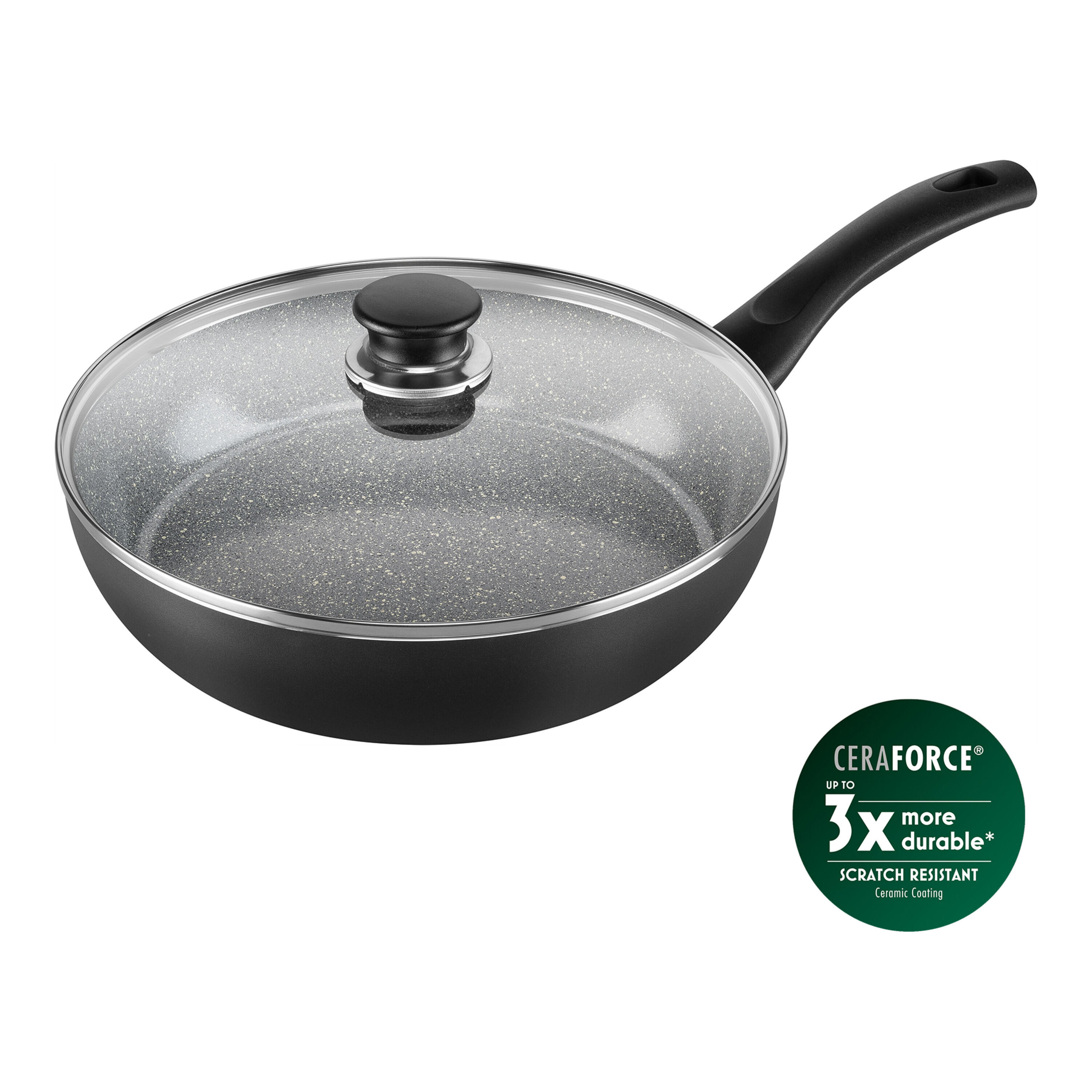 BALLARINI        Bologna                Schmorpfanne mit Glasdeckel, 28 cm, Aluminium, Keramische Antihaftbeschichtung