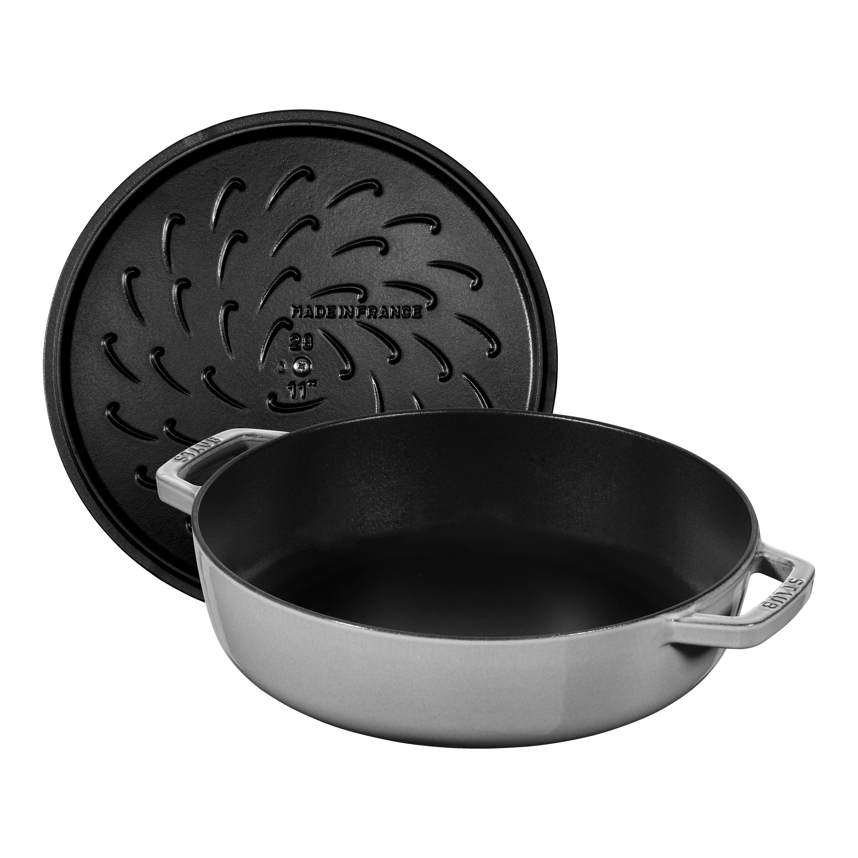Staub        Braisers                Bräter mit Chistera Drop-Structure 24 cm, rund, Graphit-Grau, Gusseisen