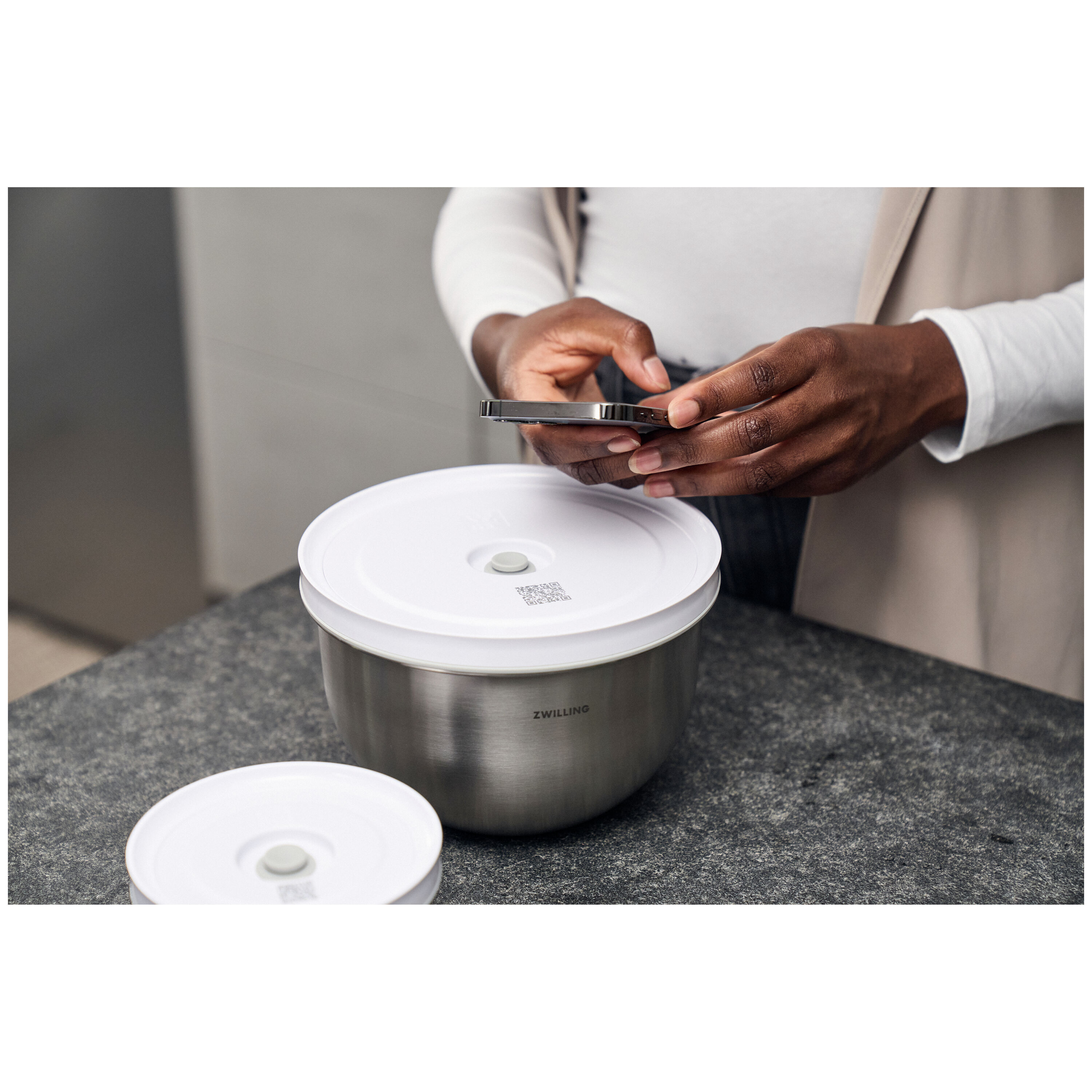 ZWILLING        Fresh & Save BOWLS                Vakuum Starter Set, Edelstahl / M/L, 9-tlg, Silber-Weiß