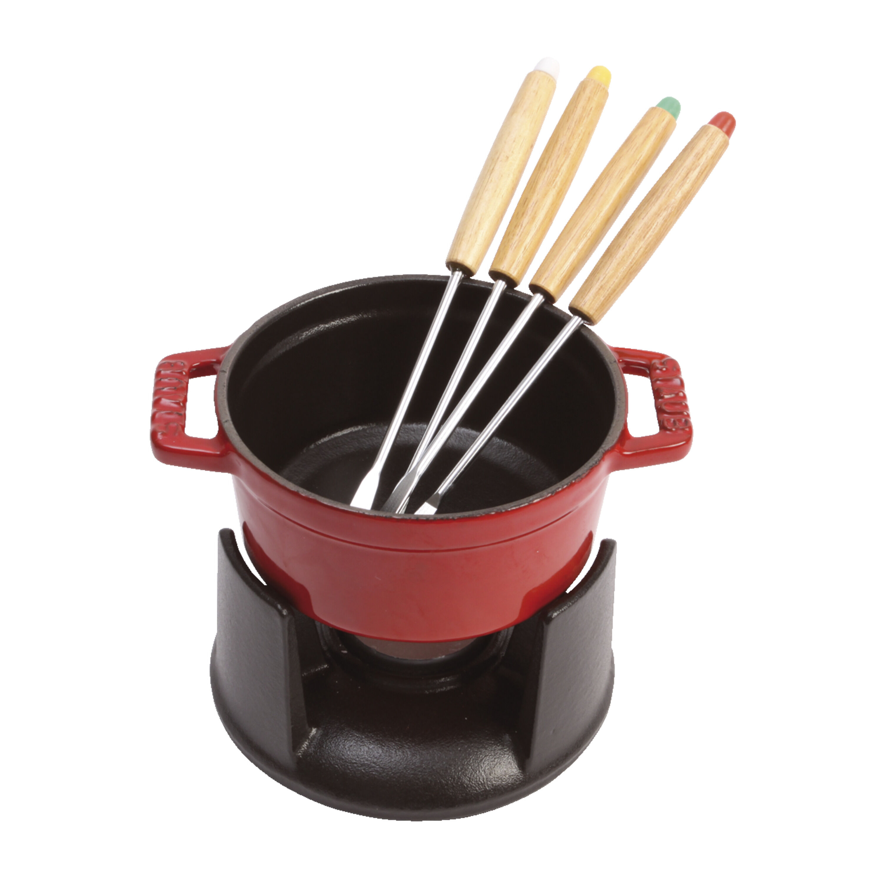 Staub        Specialities                Fondue Set 10 cm, rund, Kirsch-Rot, Gusseisen