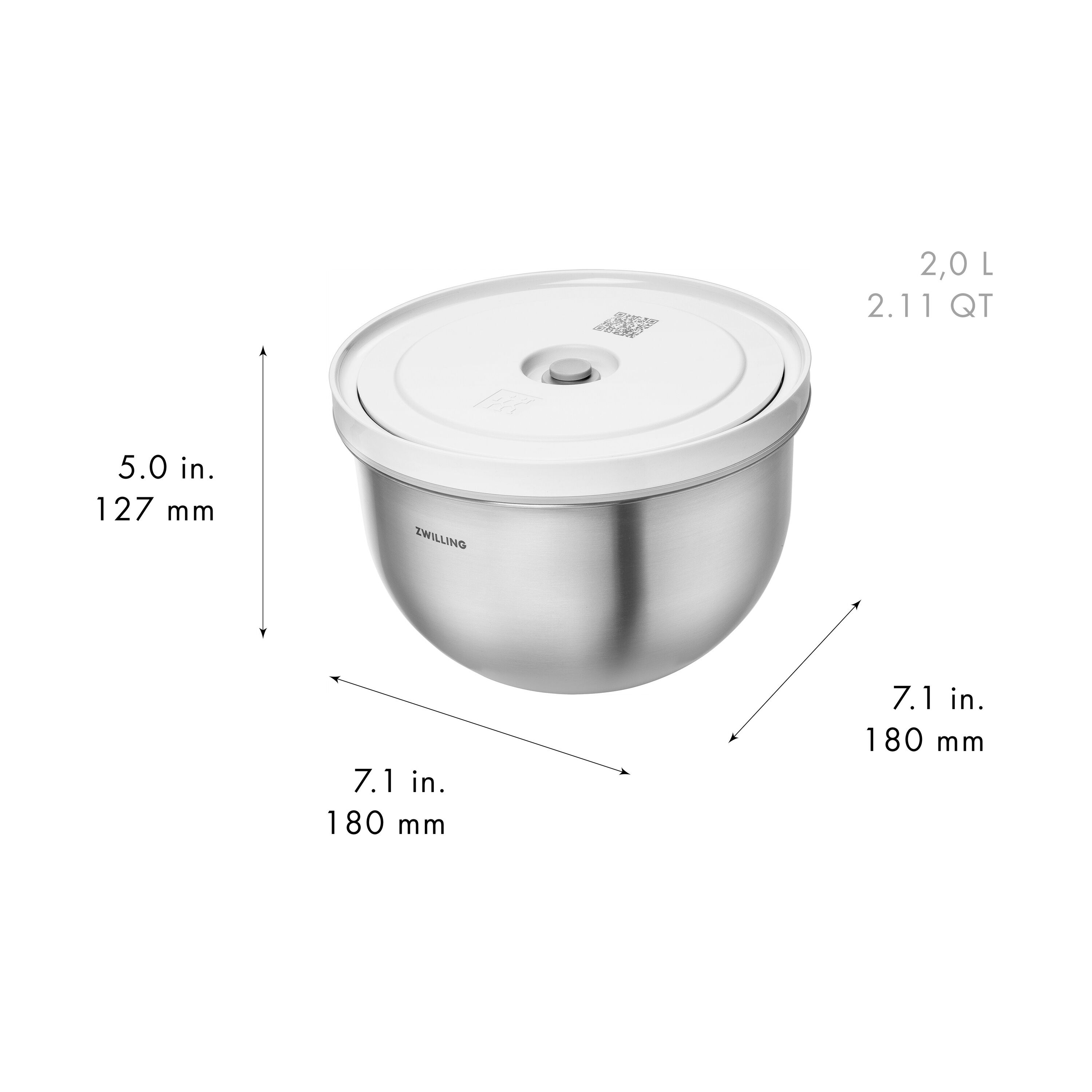 ZWILLING        Fresh & Save BOWLS                Vakuumschüssel M / 18 cm, Edelstahl, Silber