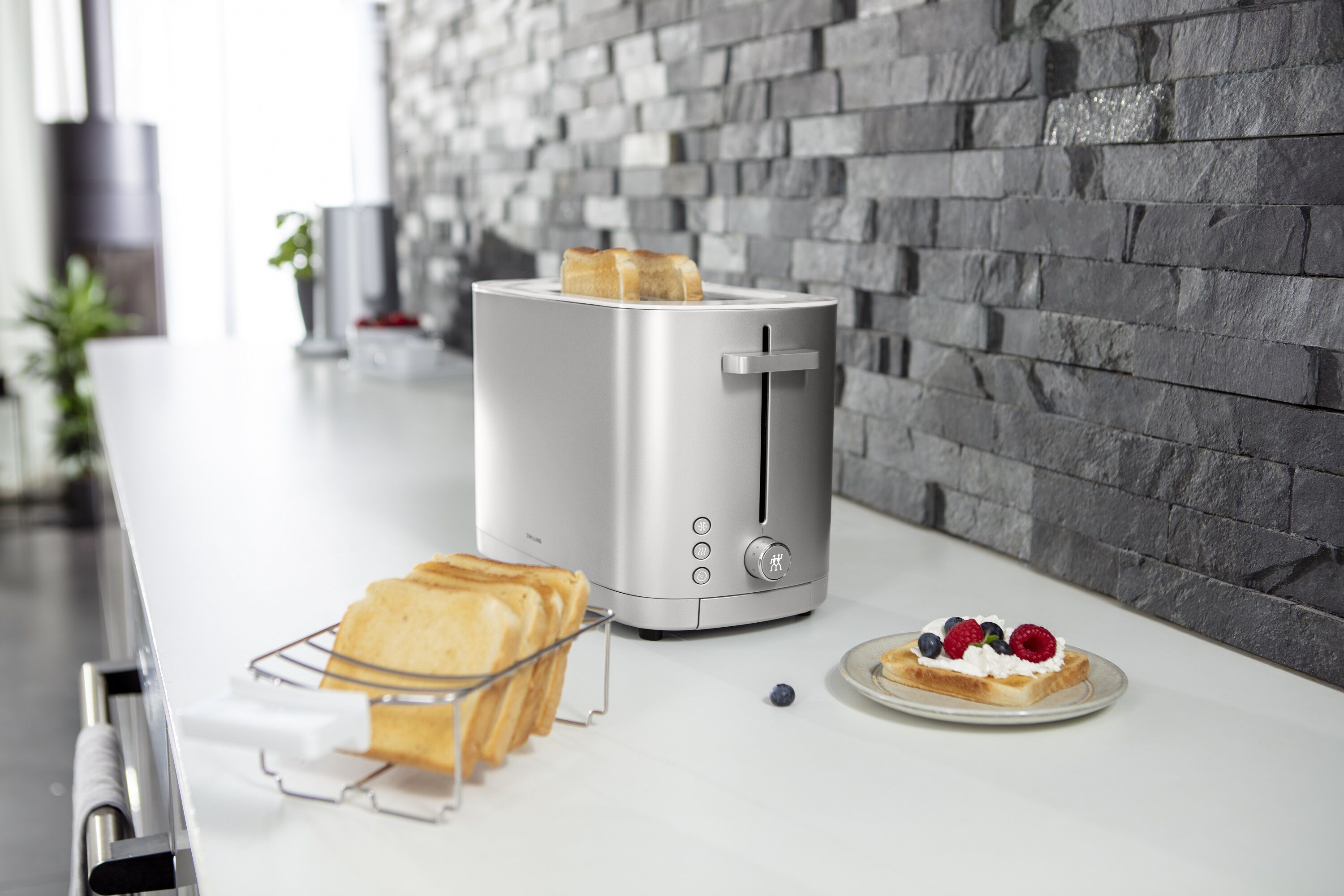 ZWILLING        Enfinigy                Toaster mit Brötchenaufsatz, 2 Schlitze kurz, Silber