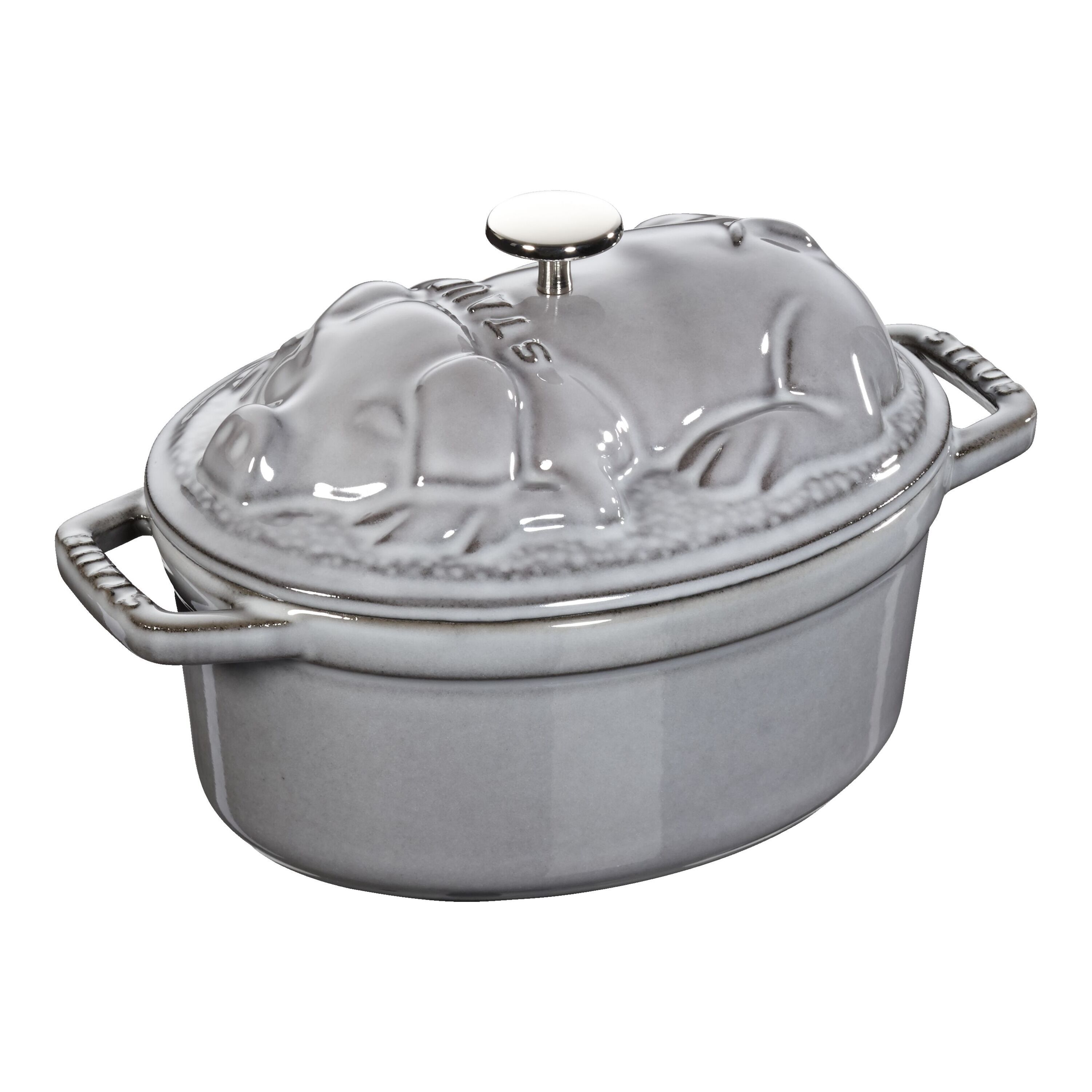 Staub        La Cocotte                Cocotte Schweinedeckel 17 cm, oval, Graphit-Grau, Gusseisen