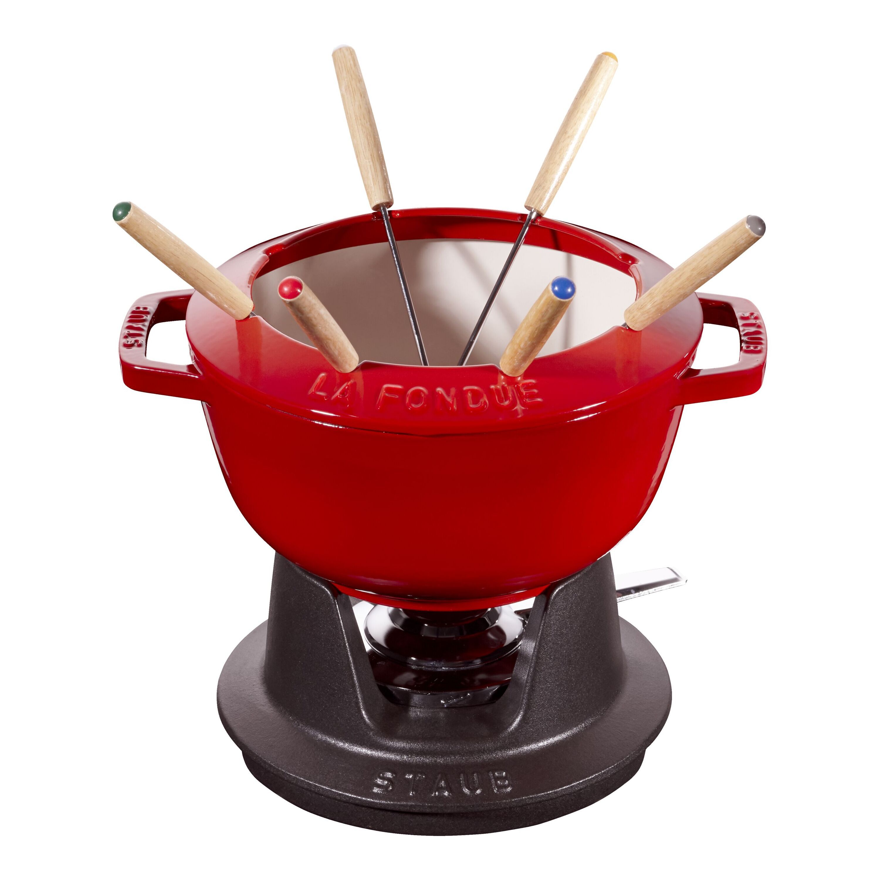 Staub        Specialities                Fondue Set 20 cm, rund, Kirsch-Rot, Gusseisen