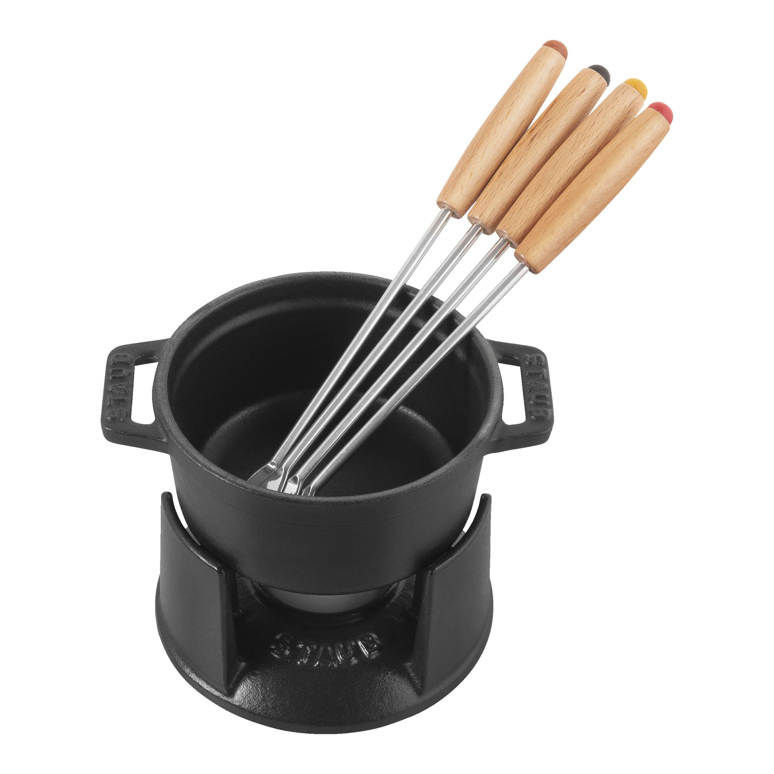 Staub        Specialities                Fondue Set 10 cm, rund, Schwarz, Gusseisen