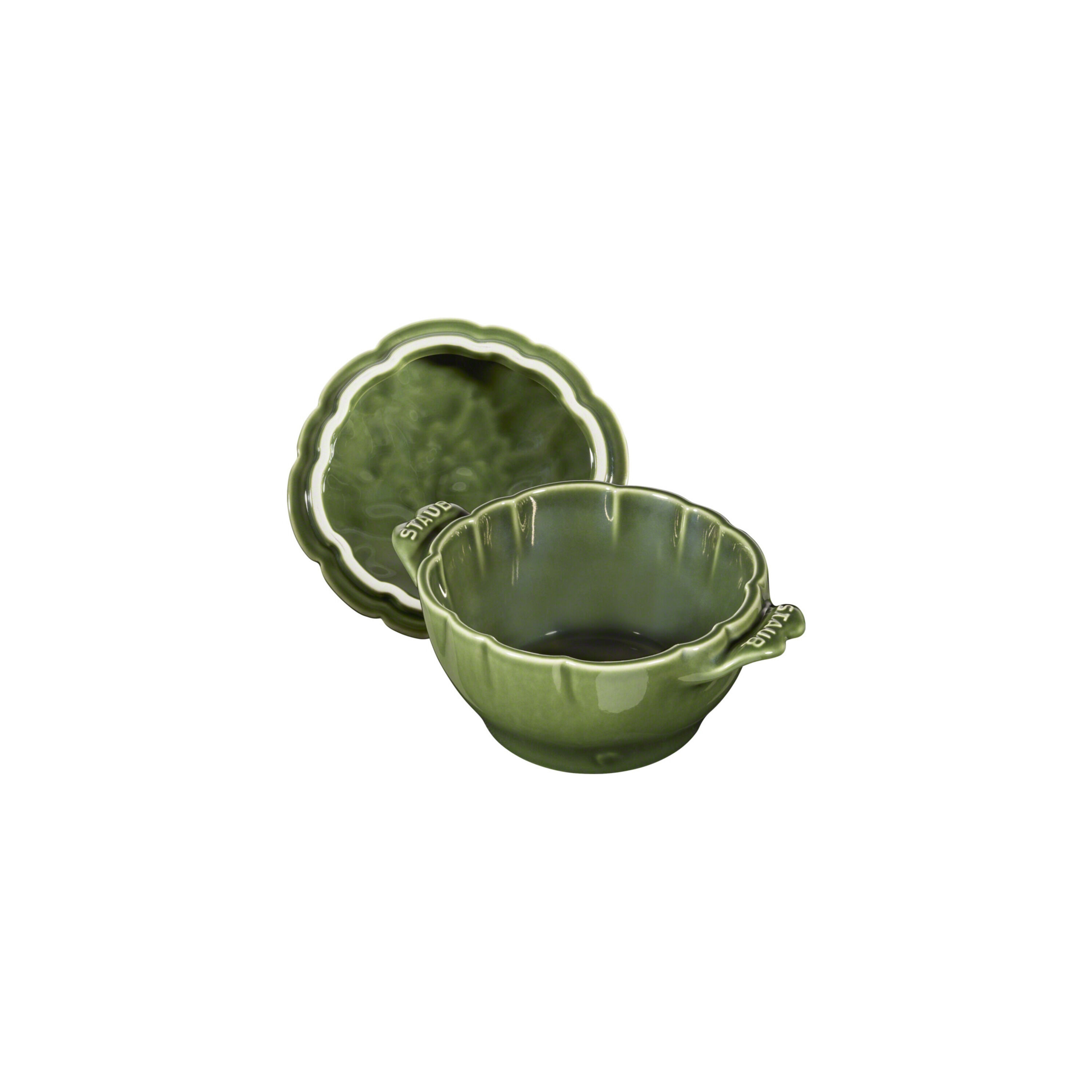 Staub        Ceramique                Cocotte 13 cm, Artischocke, Basilikum-Grün, Keramik