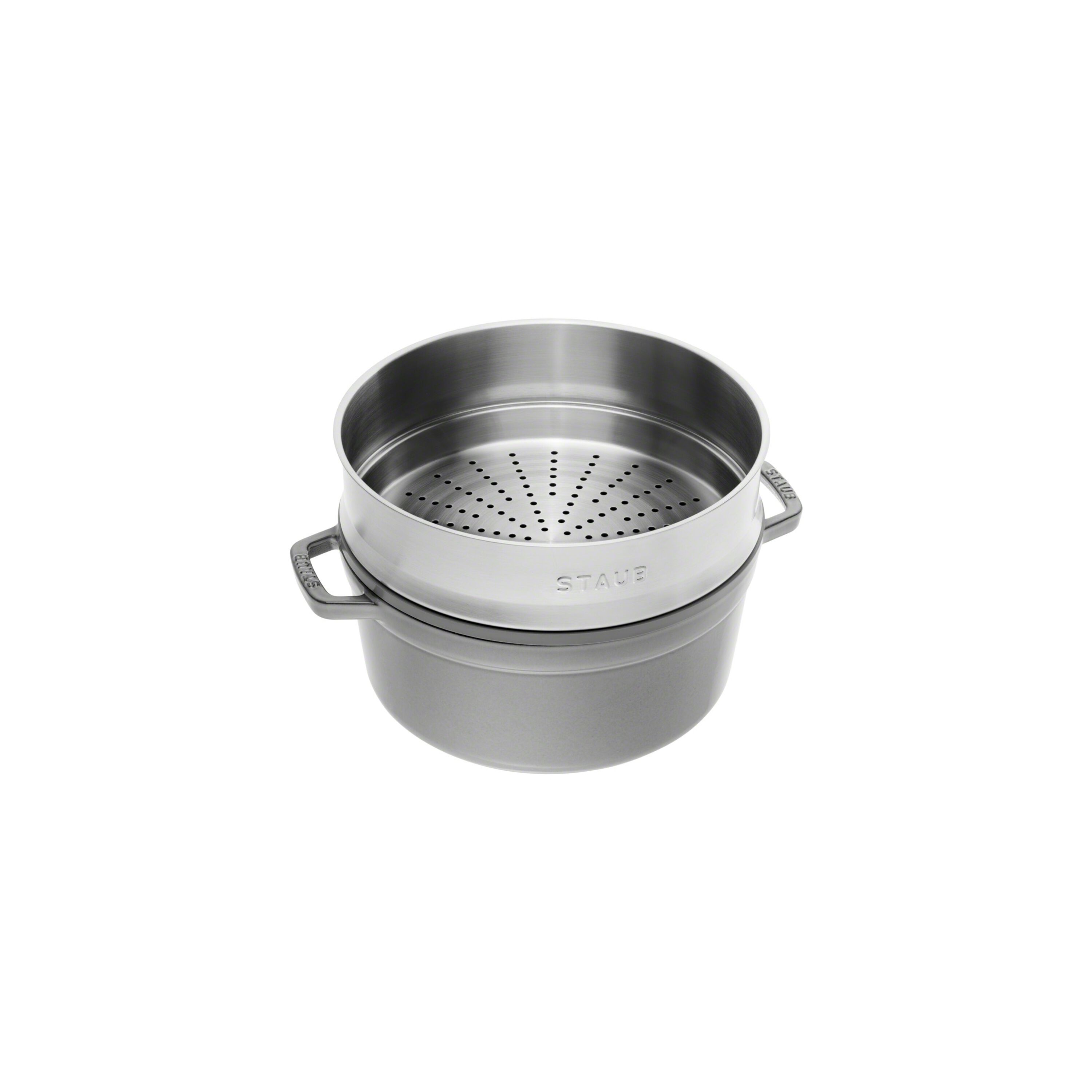 Staub        La Cocotte                Cocotte mit Dämpfeinsatz 26 cm, rund, Graphit-Grau, Gusseisen