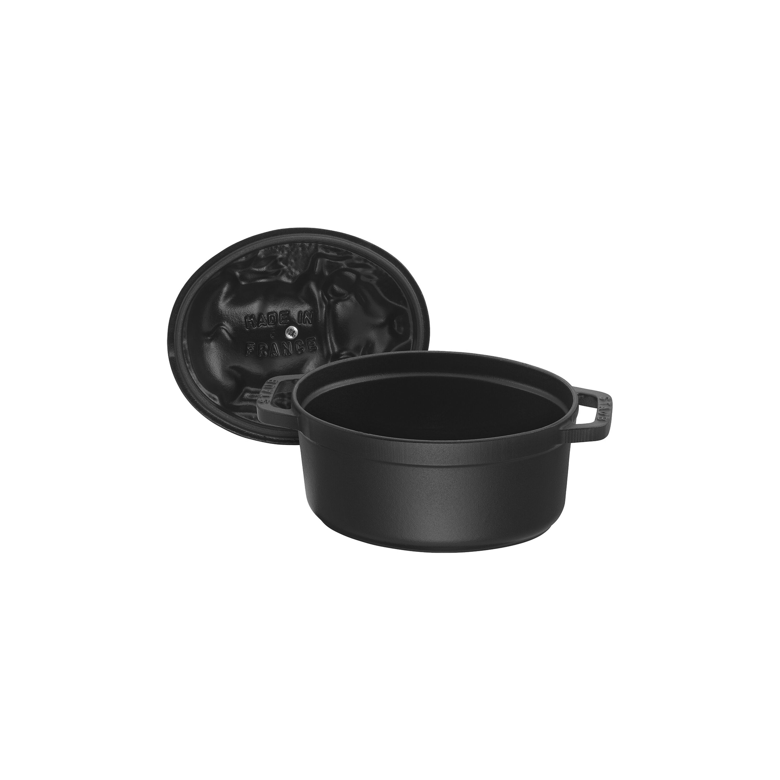 Staub        La Cocotte                Cocotte Schweinedeckel 17 cm, oval, Schwarz, Gusseisen
