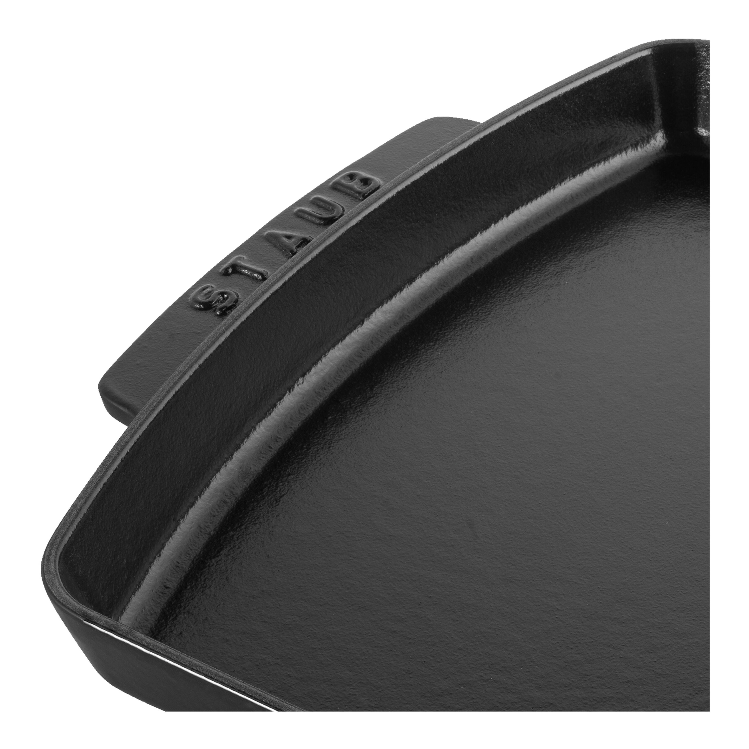 Staub        Serving                Teller mit Holzunterlage 33 cm x 22 cm, rechteckig, Schwarz, Gusseisen