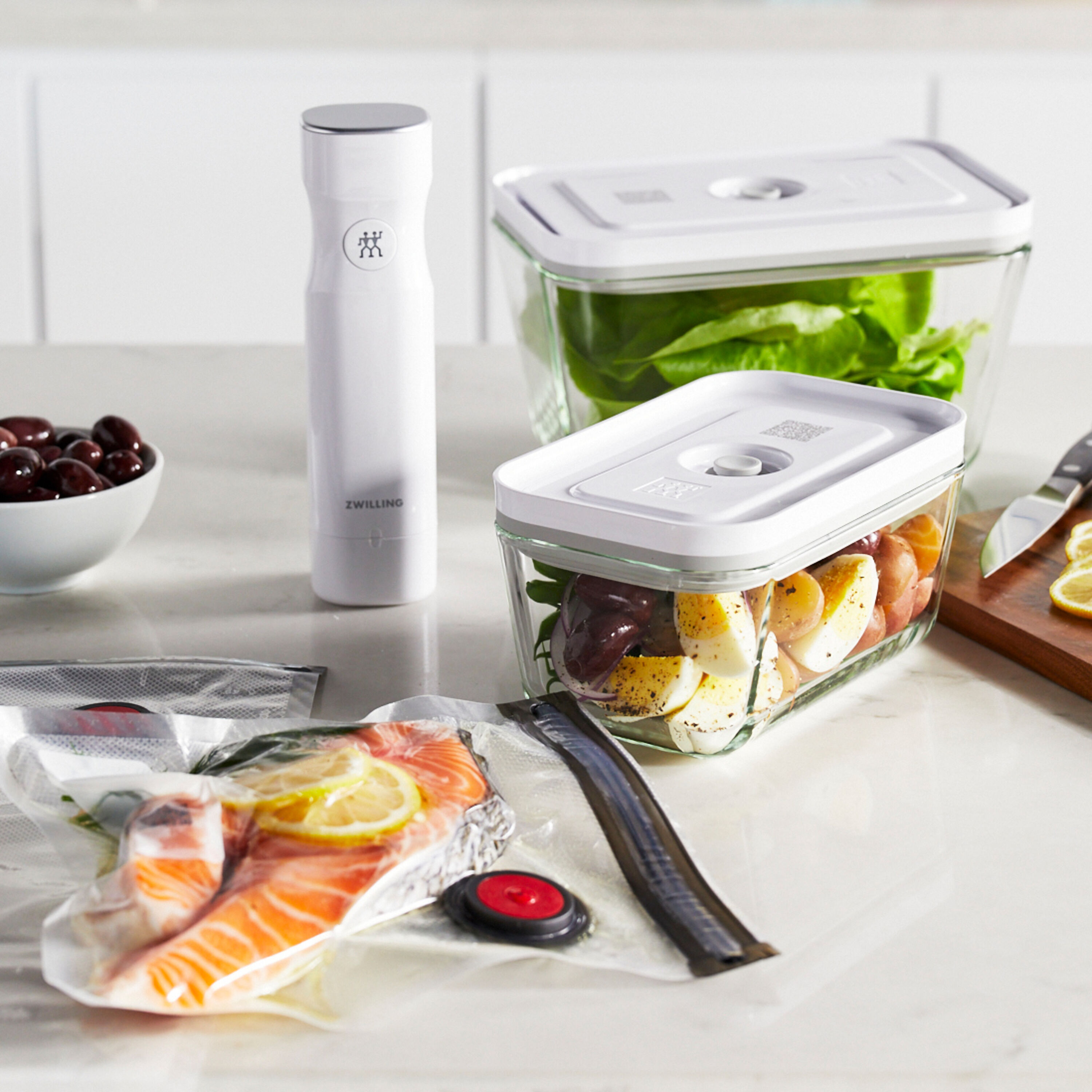 ZWILLING        Fresh & Save                Vakuum Starter Set, Glas / M/L, 7-tlg, Weiß