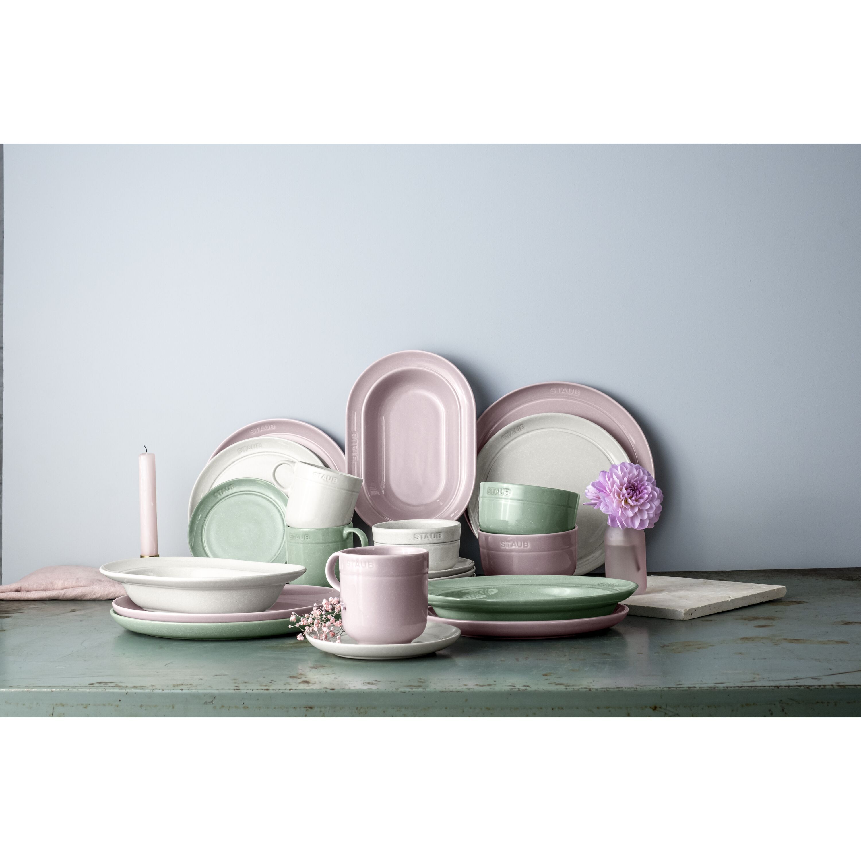 Staub        Dining Line                Teller 25 cm, oval, Kirschblüte, Keramik