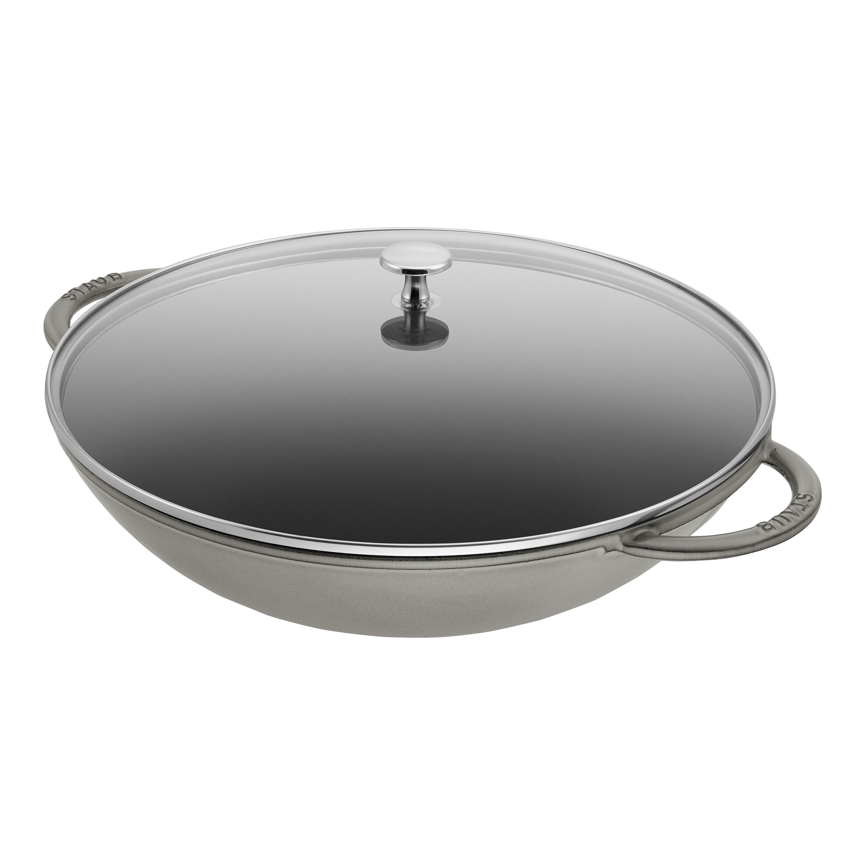 Staub        Specialities                Wok mit Glasdeckel 37 cm, rund, Graphit-Grau, Gusseisen