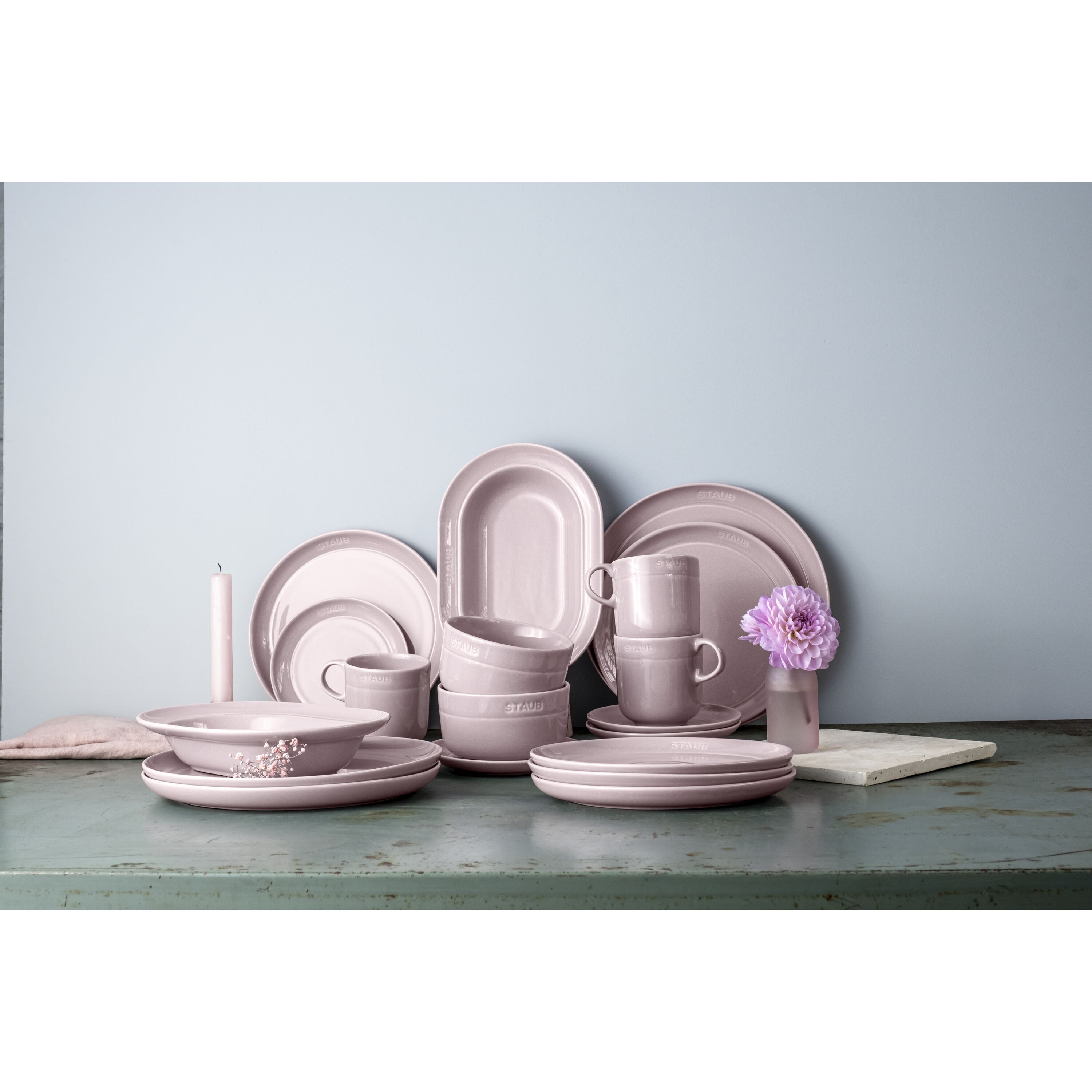 Staub        Dining Line                Teller 25 cm, oval, Kirschblüte, Keramik