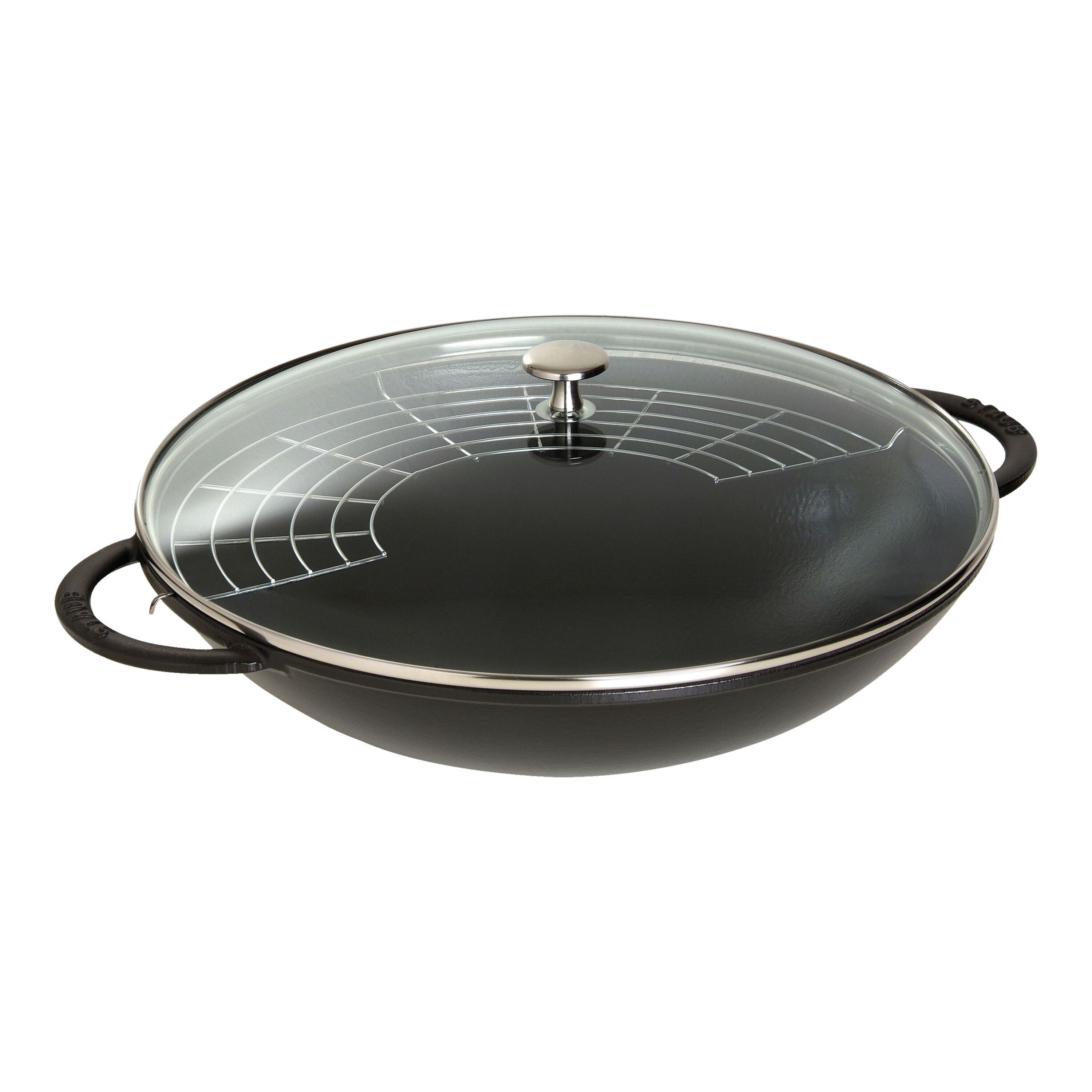 Staub        Specialities                Wok mit Glasdeckel 37 cm, rund, Schwarz, Gusseisen