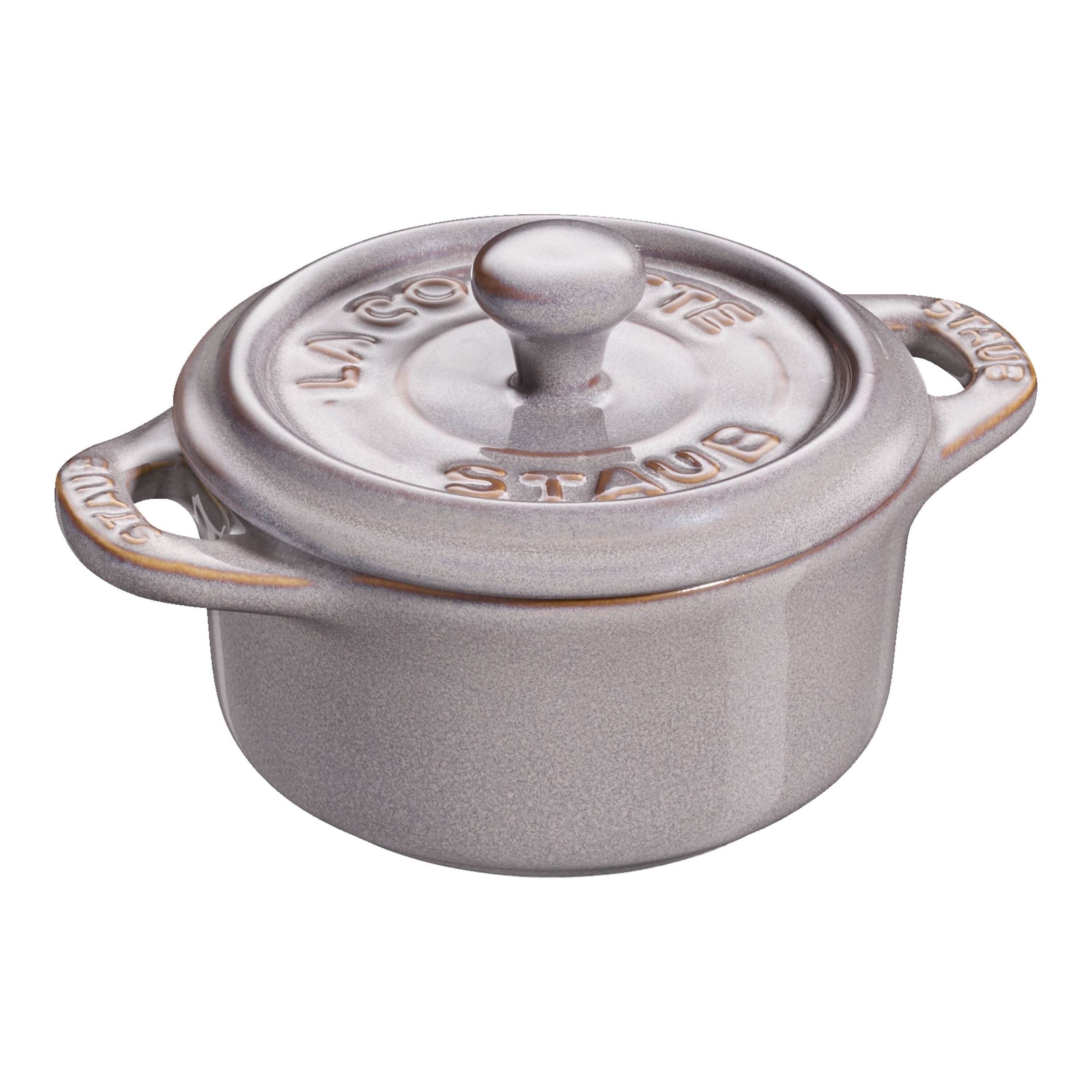 Staub        Ceramique                Mini Cocotte 10 cm, rund, Antik-Grau, Keramik