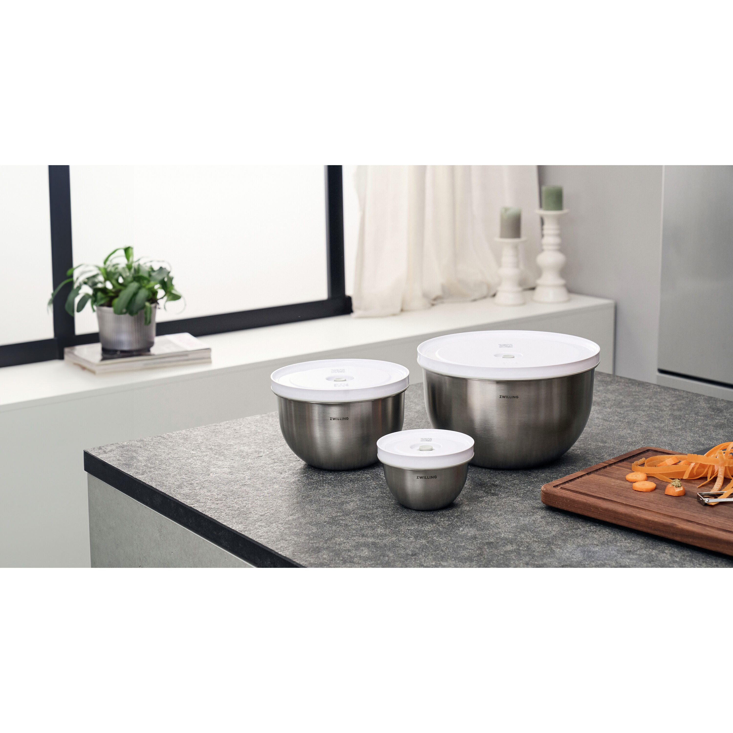ZWILLING        Fresh & Save BOWLS                Vakuumschüssel Set S/M/L / 6-tlg, Edelstahl, Silber-Weiß
