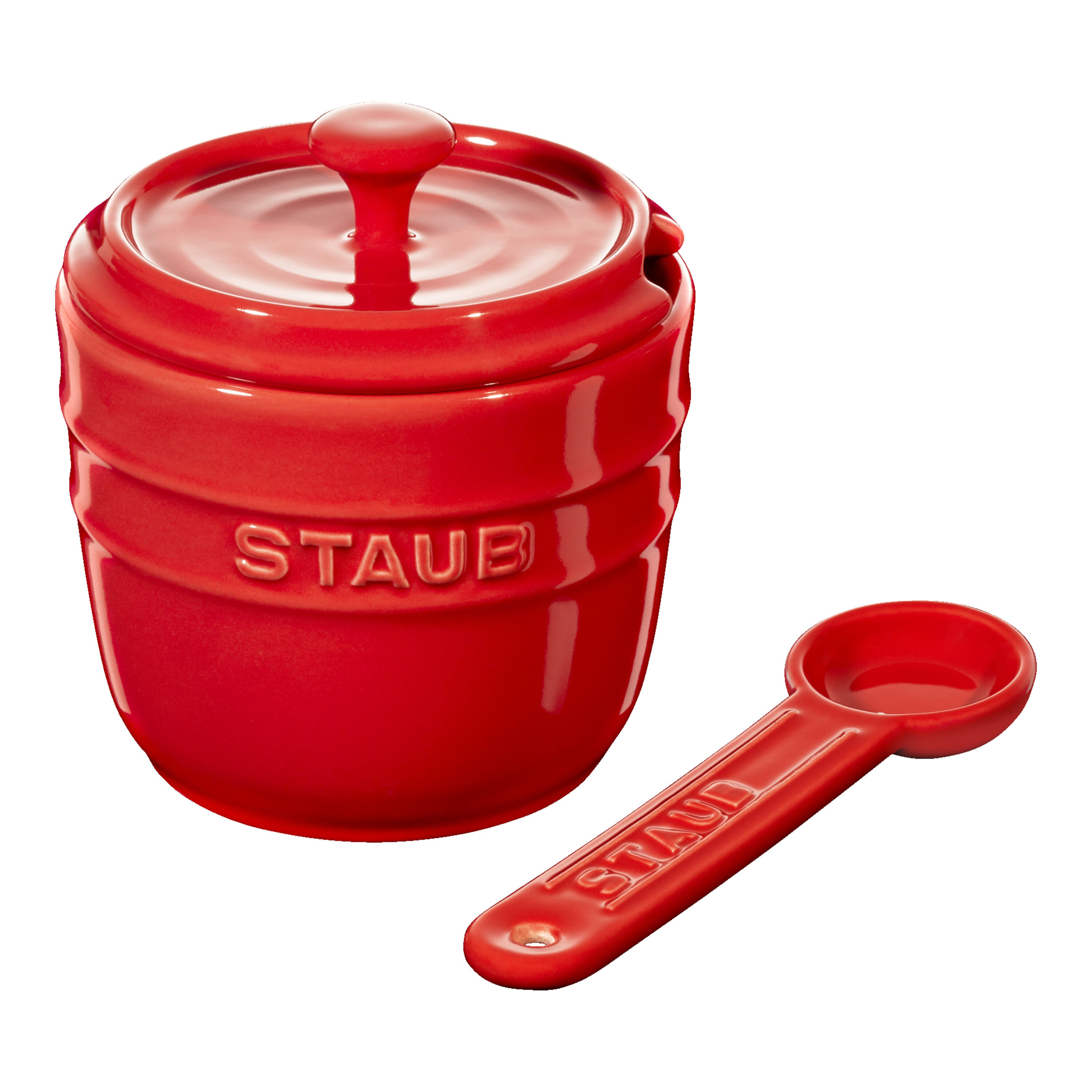 Staub        Ceramique                Zuckerdose 9 cm, rund, Kirsch-Rot, Keramik