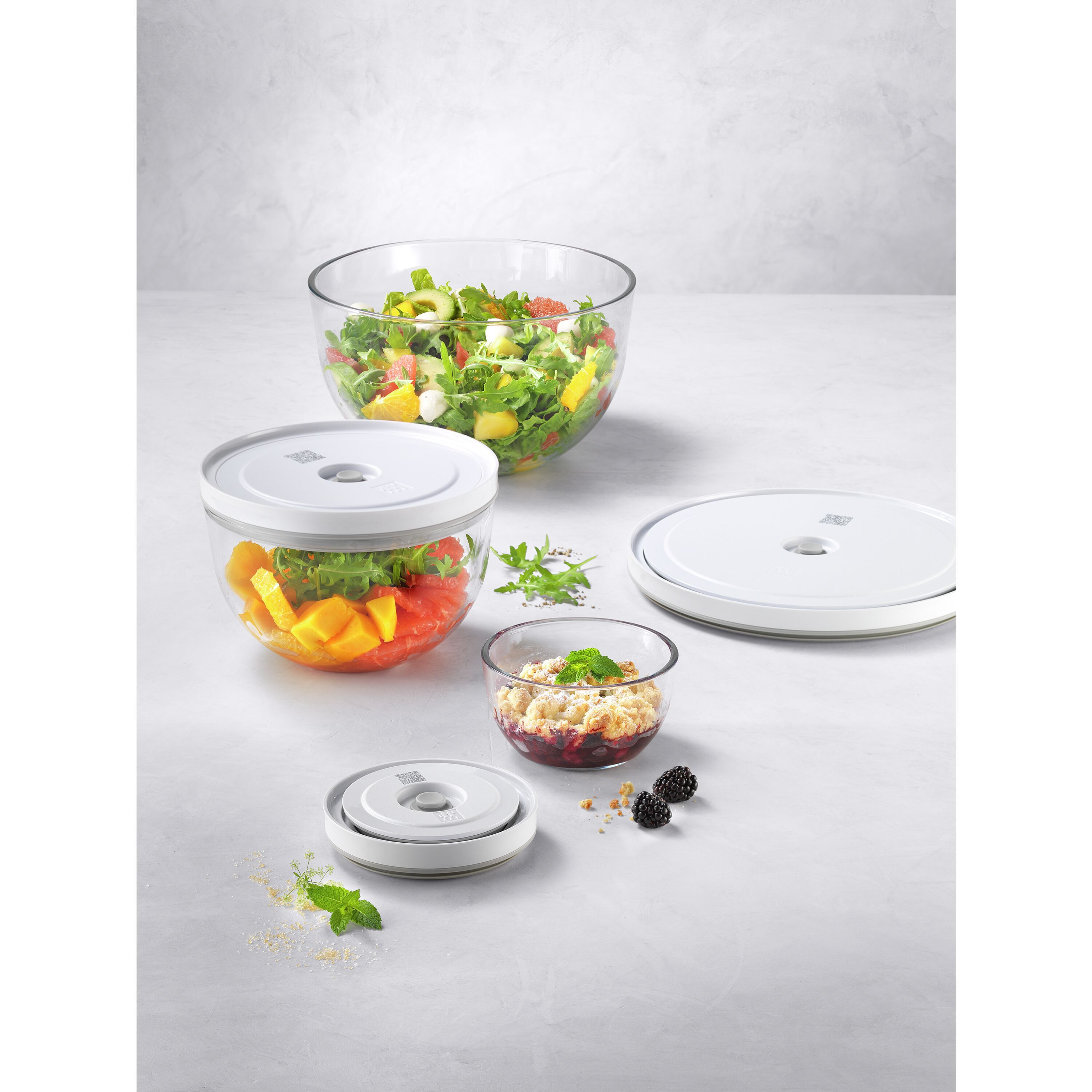 ZWILLING        Fresh & Save BOWLS                Vakuumschüssel Set S/M/L / 6-tlg, Glas, Transparent-Weiß