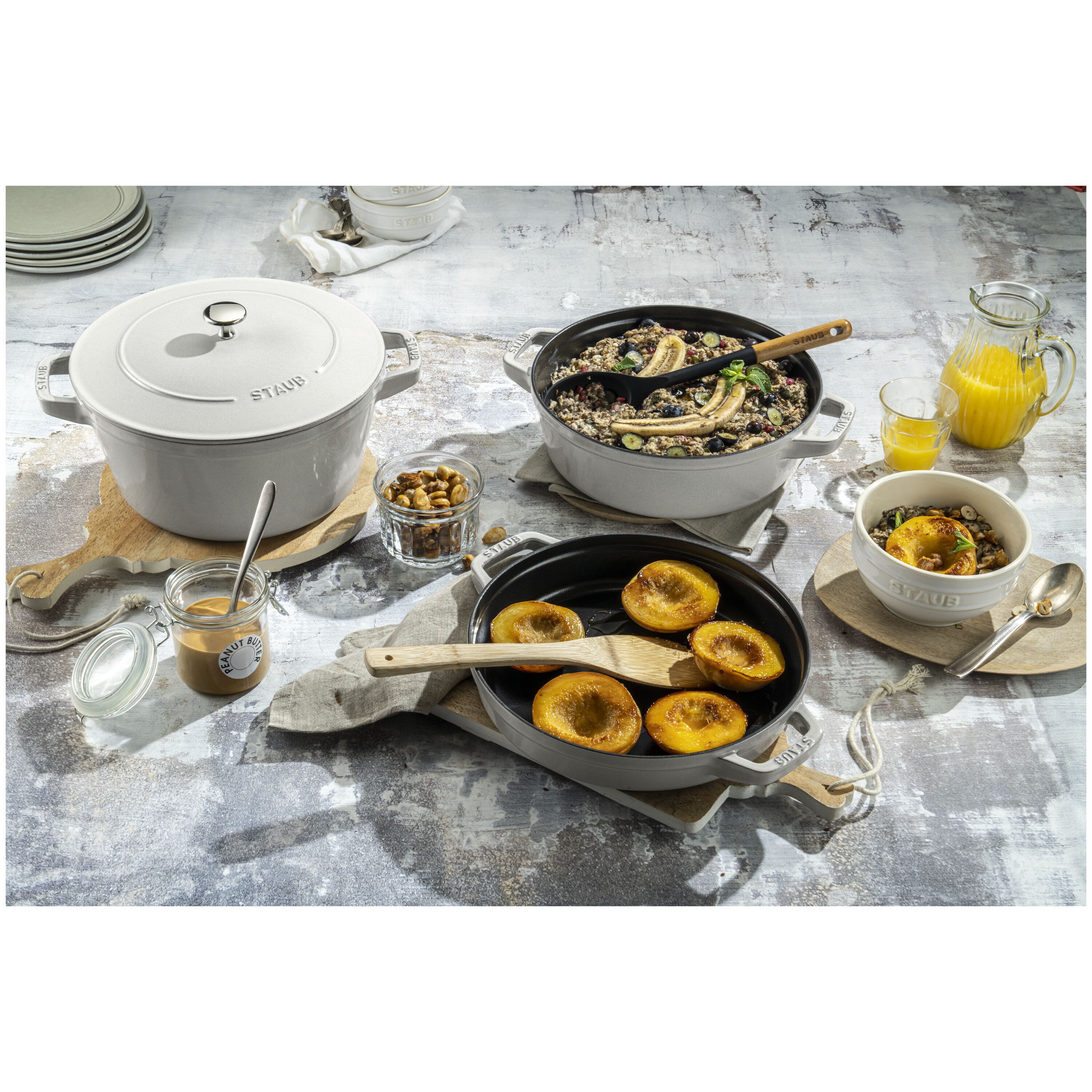 Staub        Stackable Set                Kochtopfset Stackable 3-tlg, rund, Weisser Trüffel, Gusseisen