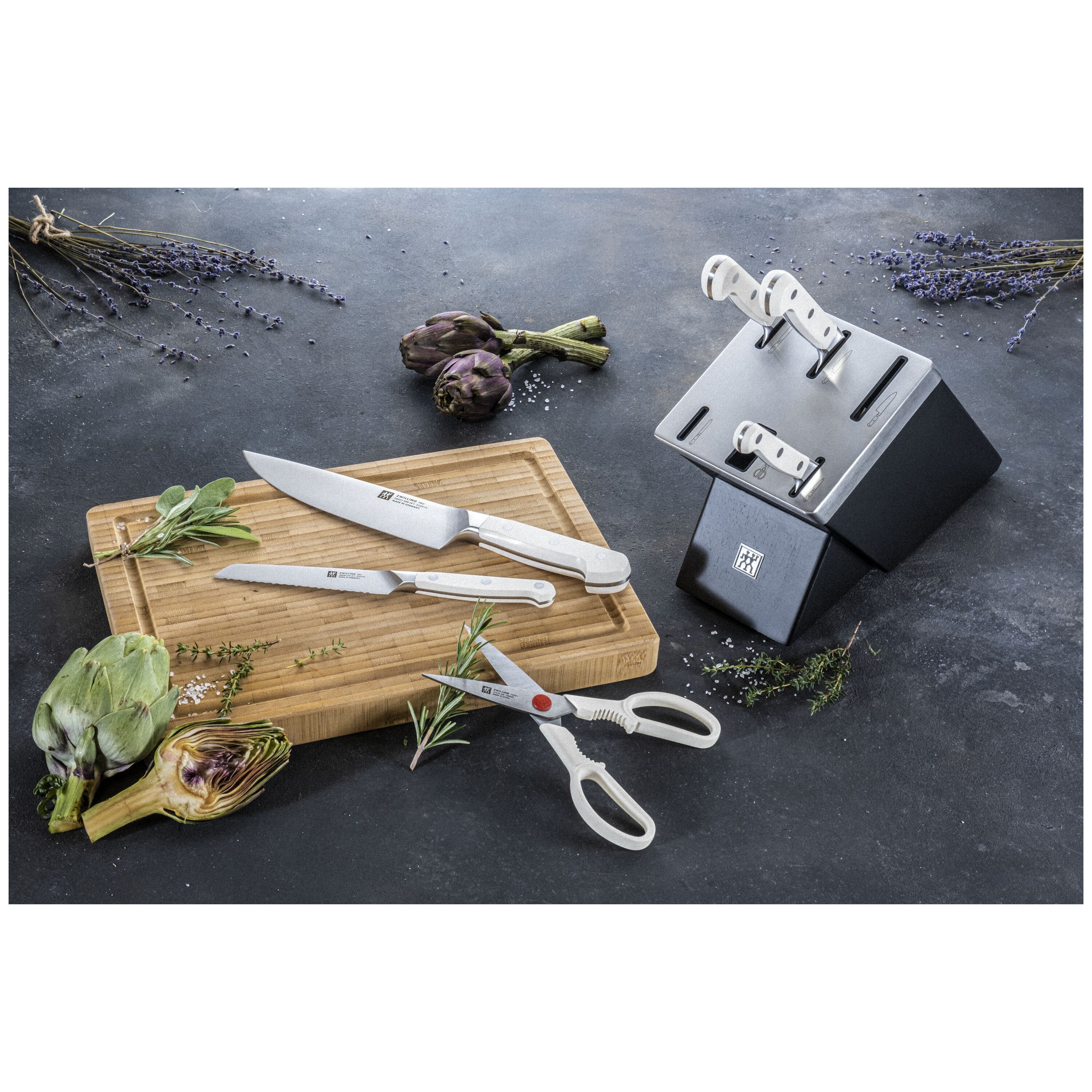 ZWILLING        Pro le blanc                7-tlg, Selbstschärfender Messerblock, Schwarz