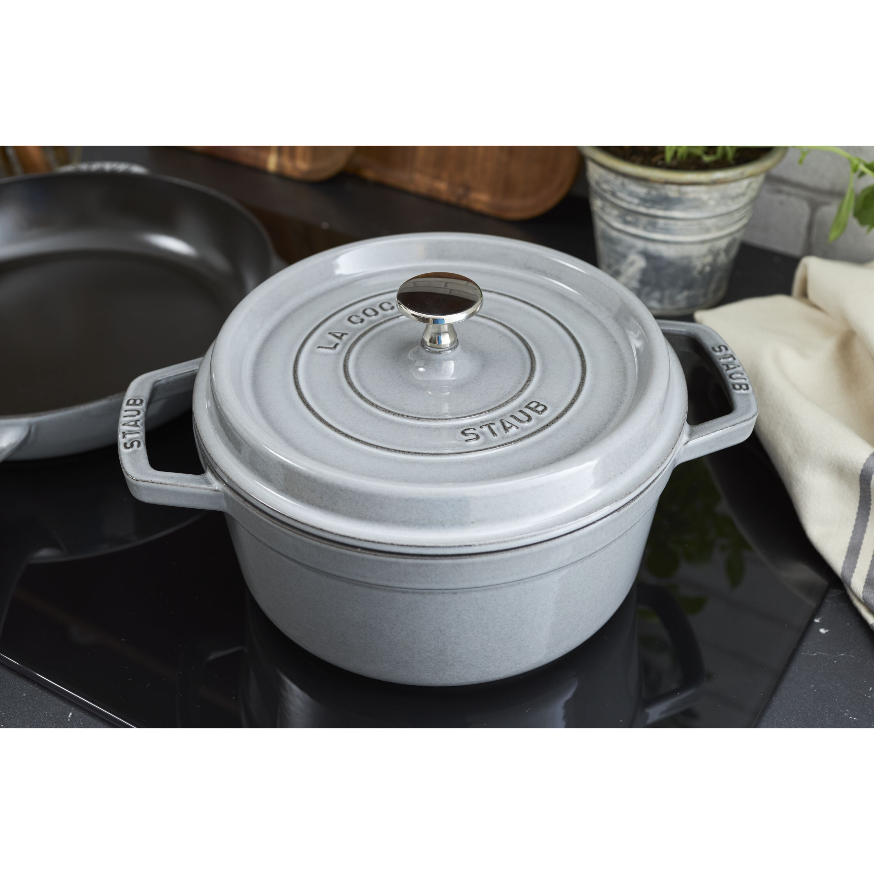 Staub        La Cocotte                Cocotte 20 cm, rund, Graphit-Grau, Gusseisen