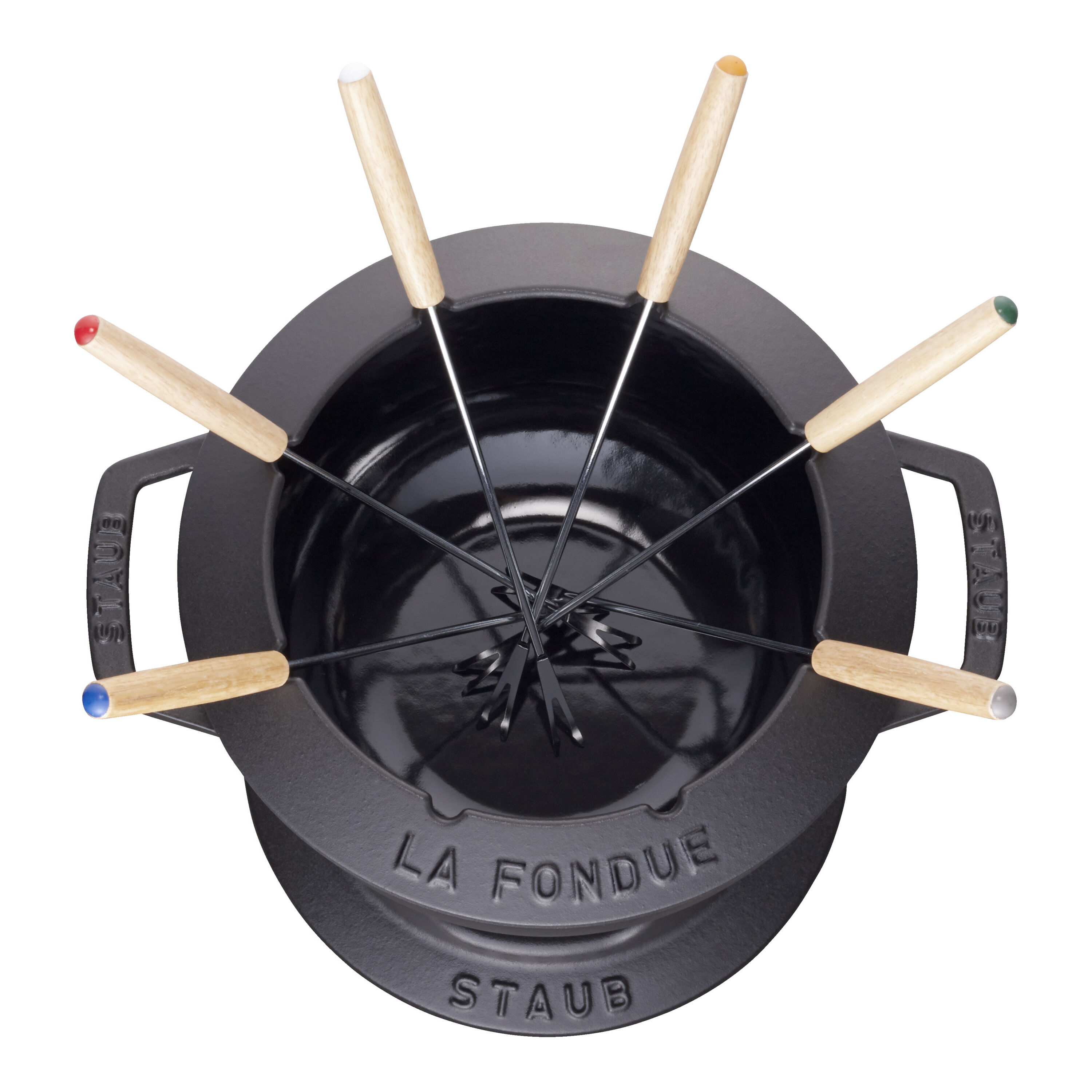 Staub        Specialities                Fondue Set 20 cm, rund, Schwarz, Gusseisen