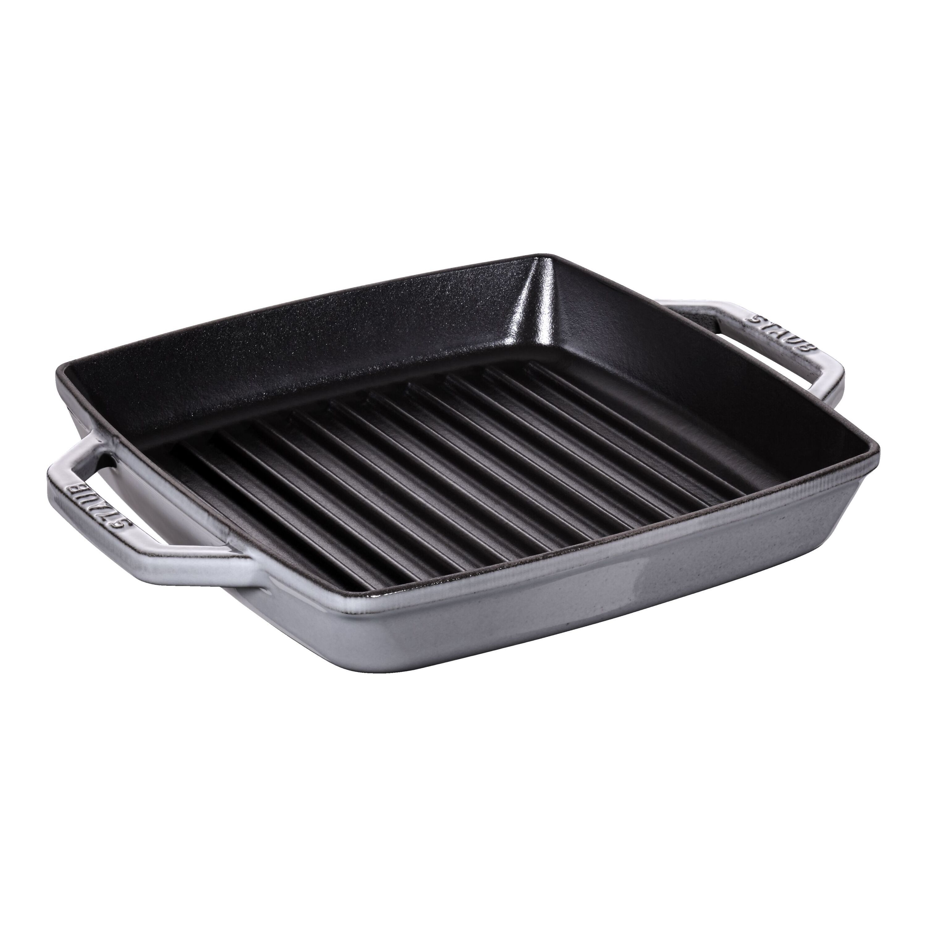 Staub        Grill Pans                Grillpfanne 23 cm, quadratisch, Graphit-Grau, Gusseisen