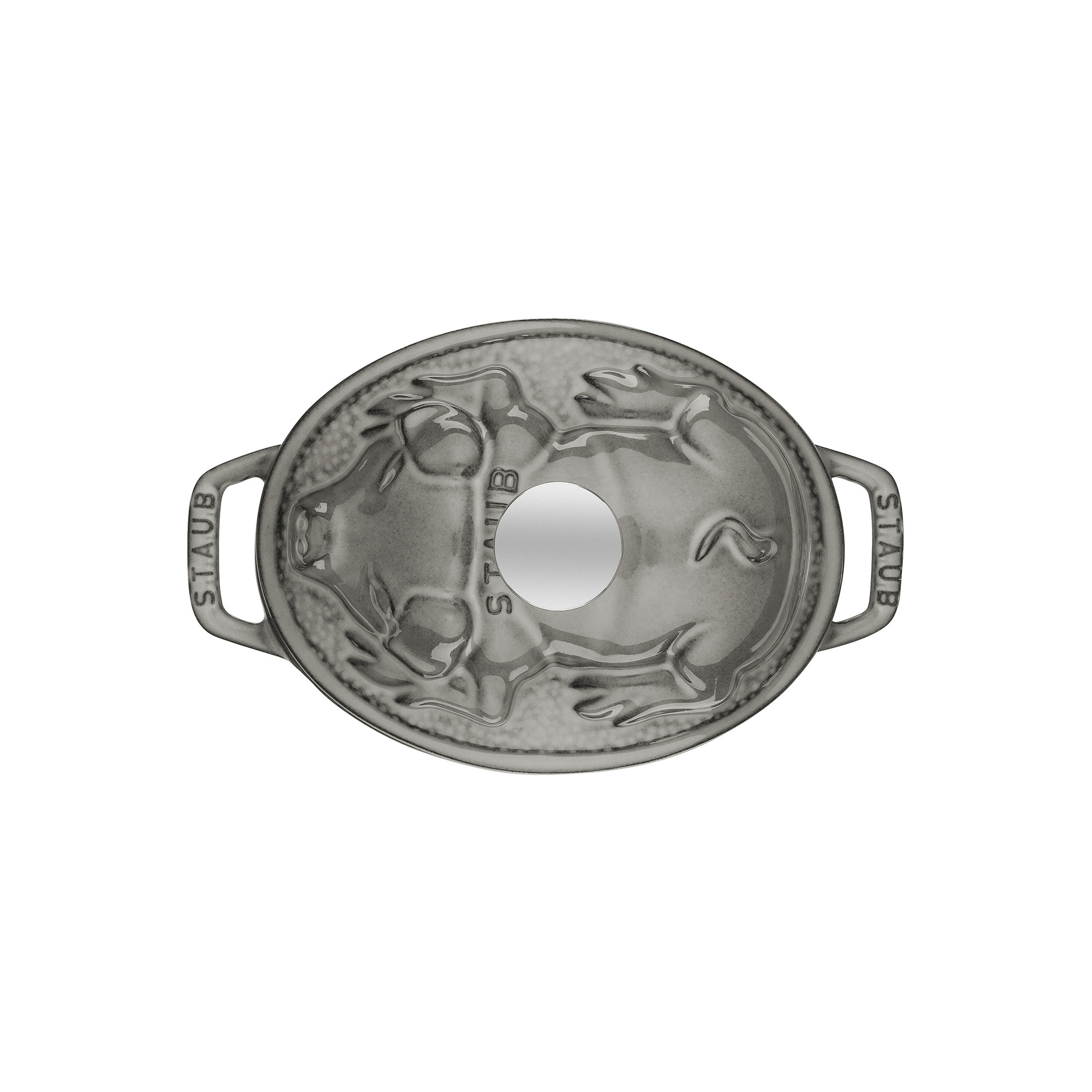 Staub        La Cocotte                Cocotte Schweinedeckel 17 cm, oval, Graphit-Grau, Gusseisen