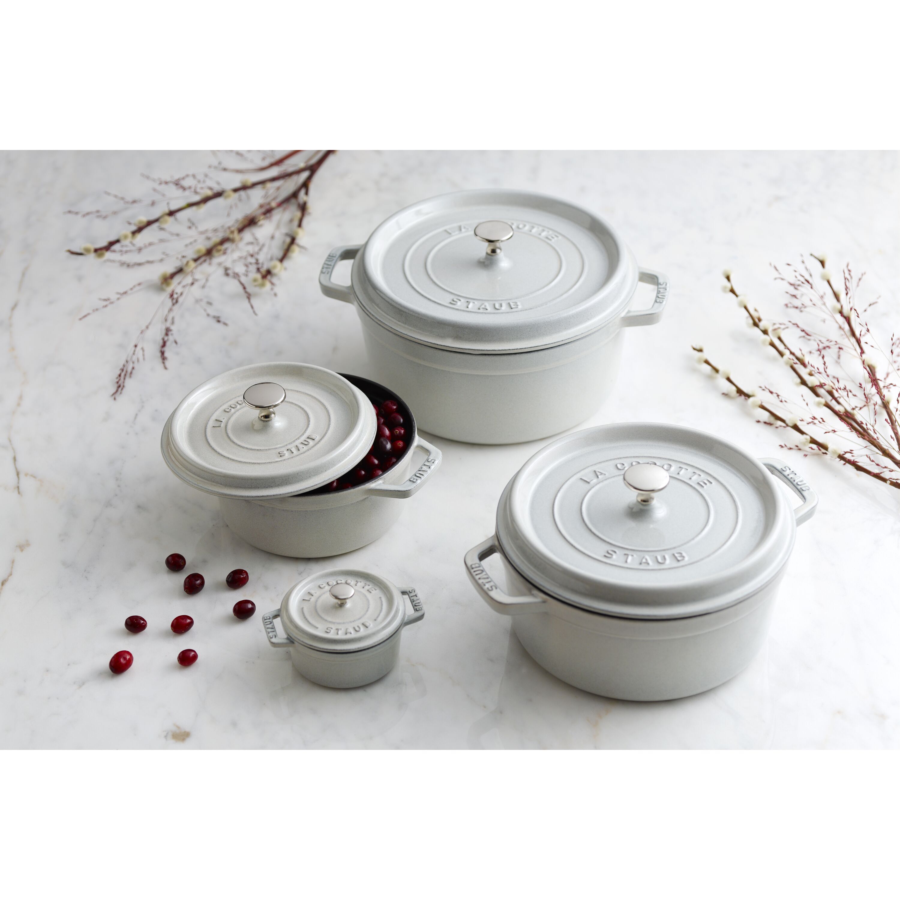 Staub        La Cocotte                Cocotte 22 cm, rund, Weisser Trüffel, Gusseisen