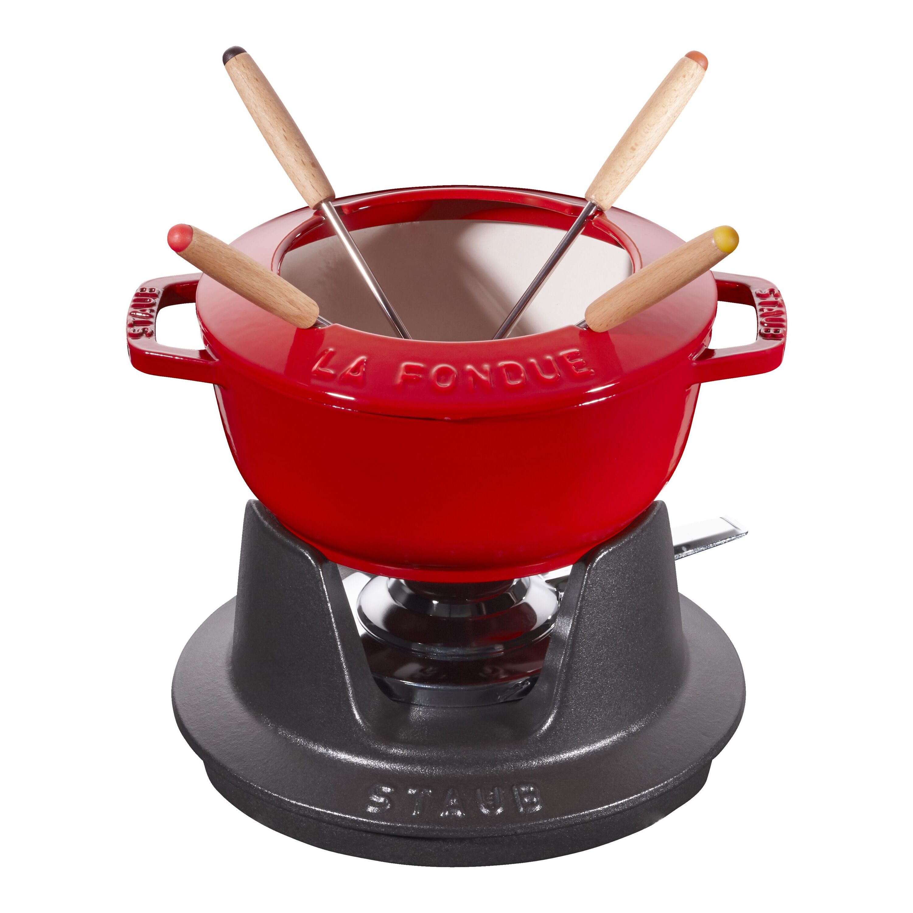 Staub        Specialities                Fondue Set 16 cm, rund, Kirsch-Rot, Gusseisen