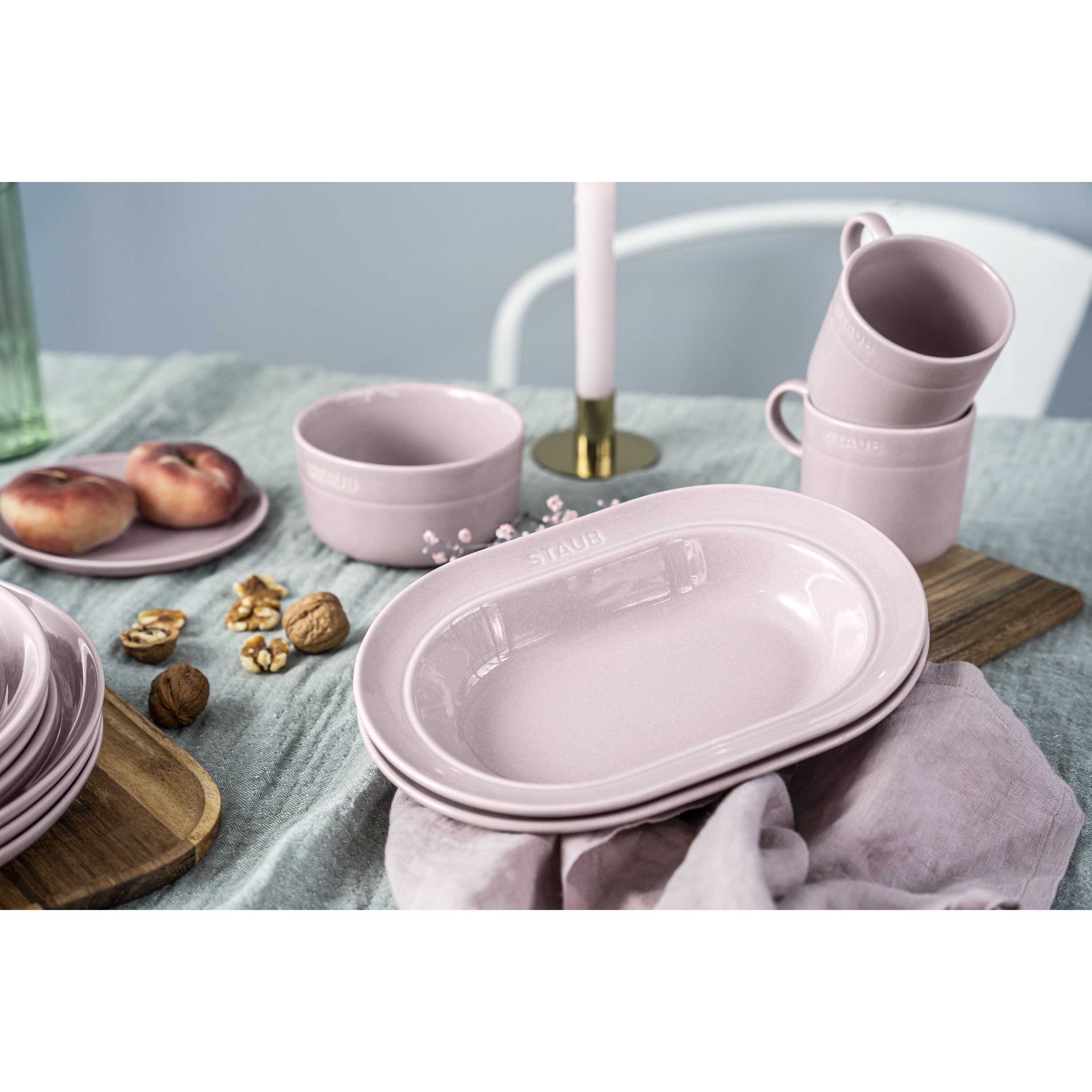 Staub        Dining Line                Teller 25 cm, oval, Kirschblüte, Keramik