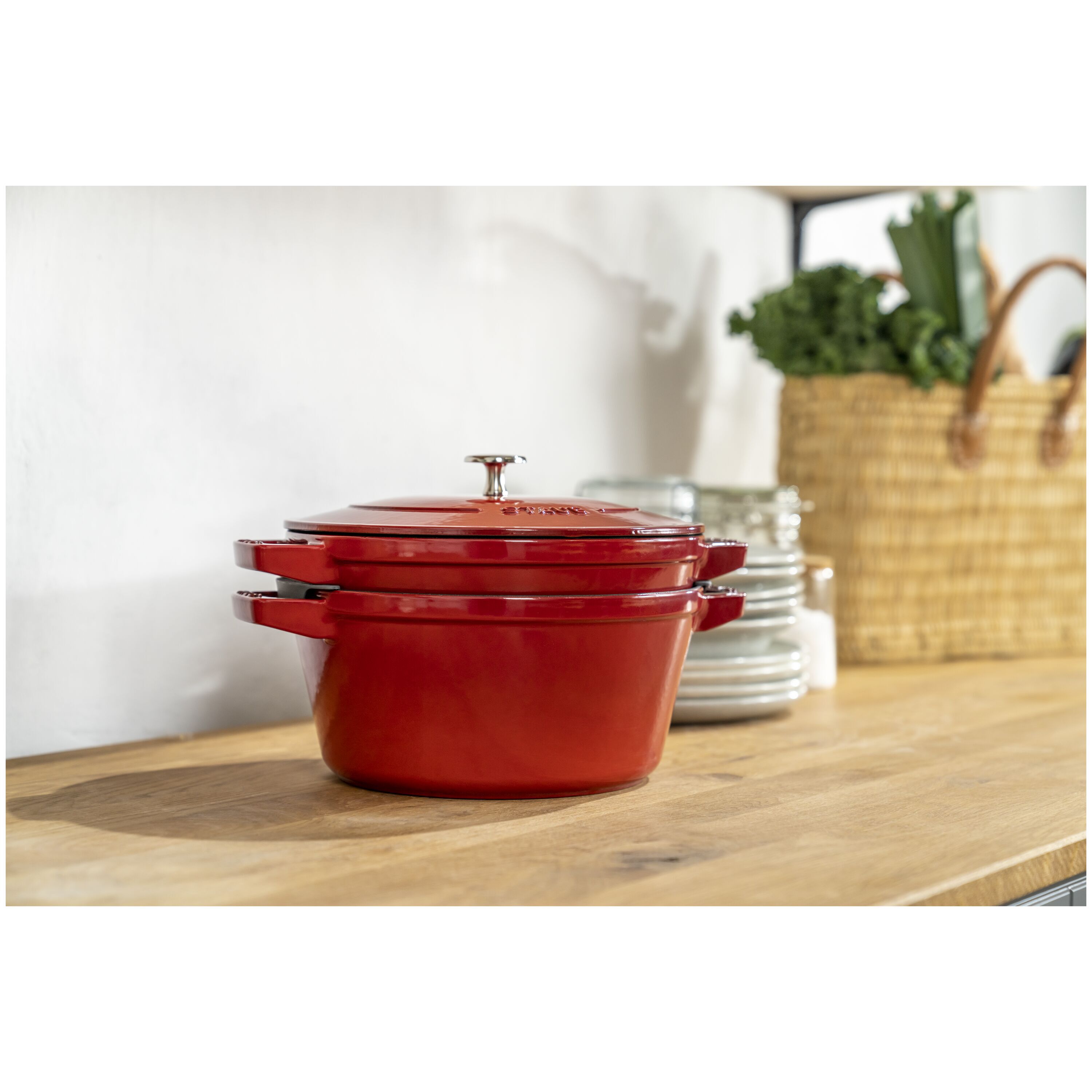 Staub        Stackable Set                Kochtopfset Stackable 2-tlg, rund, Kirsch-Rot, Gusseisen