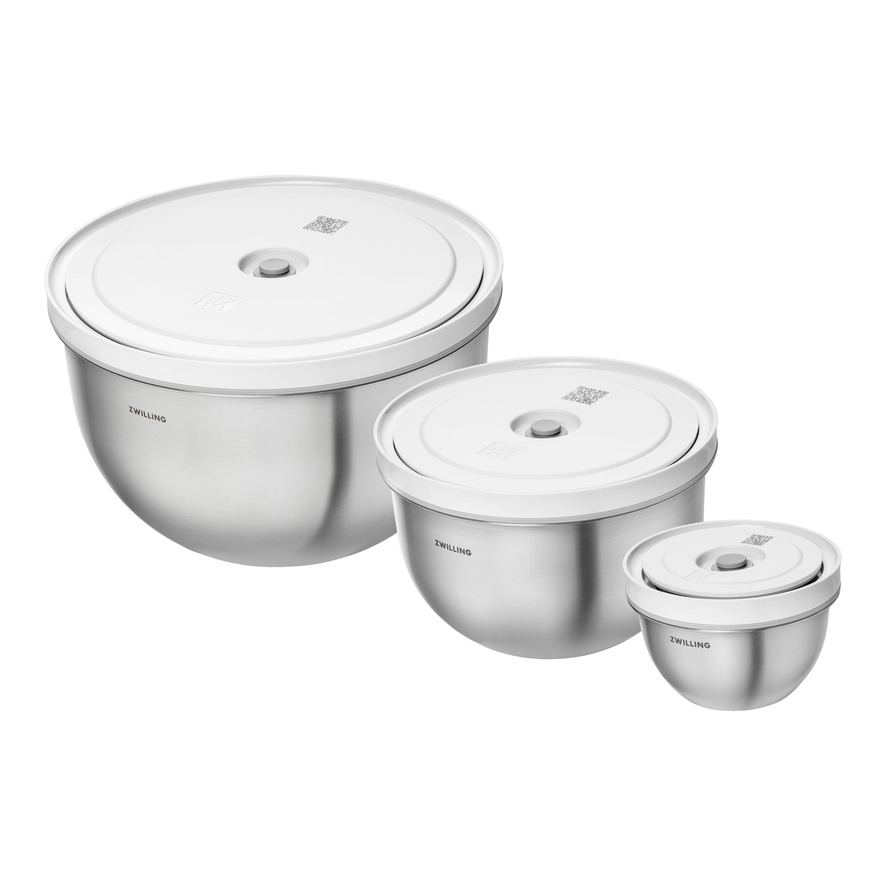 ZWILLING        Fresh & Save BOWLS                Vakuumschüssel Set S/M/L / 6-tlg, Edelstahl, Silber-Weiß