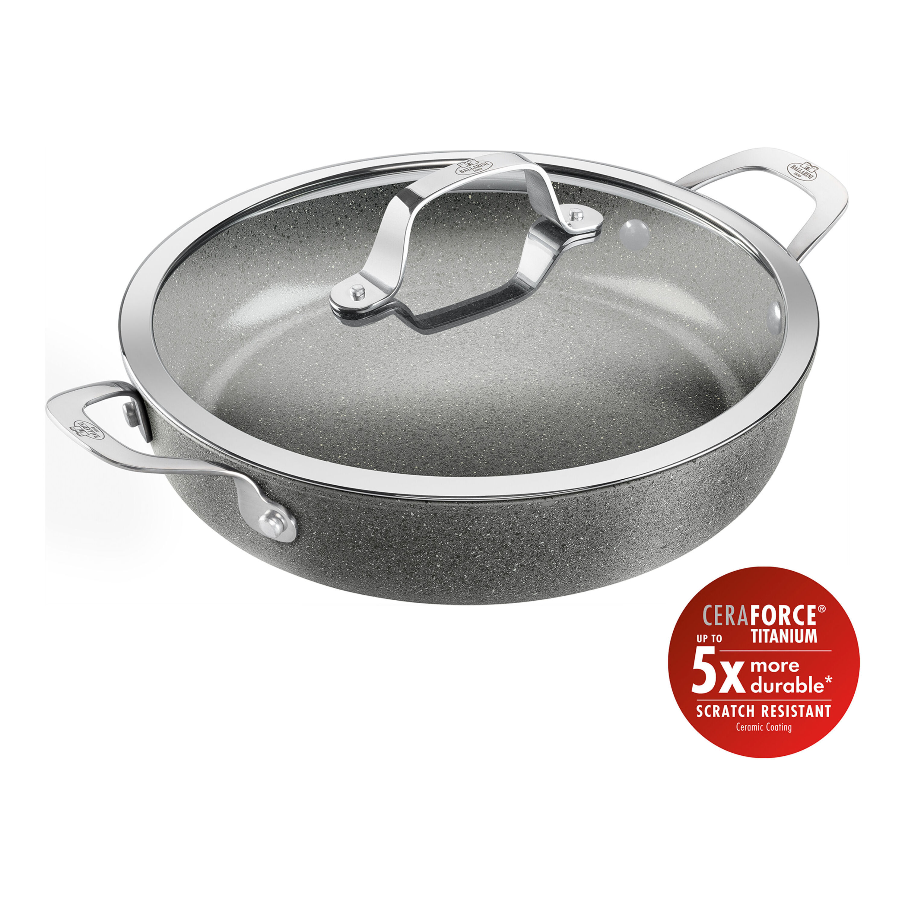 BALLARINI        Salina                Servierpfanne mit Deckel, 28 cm, Aluminium, Titanverstärkte keramische Antihaftbeschichtung