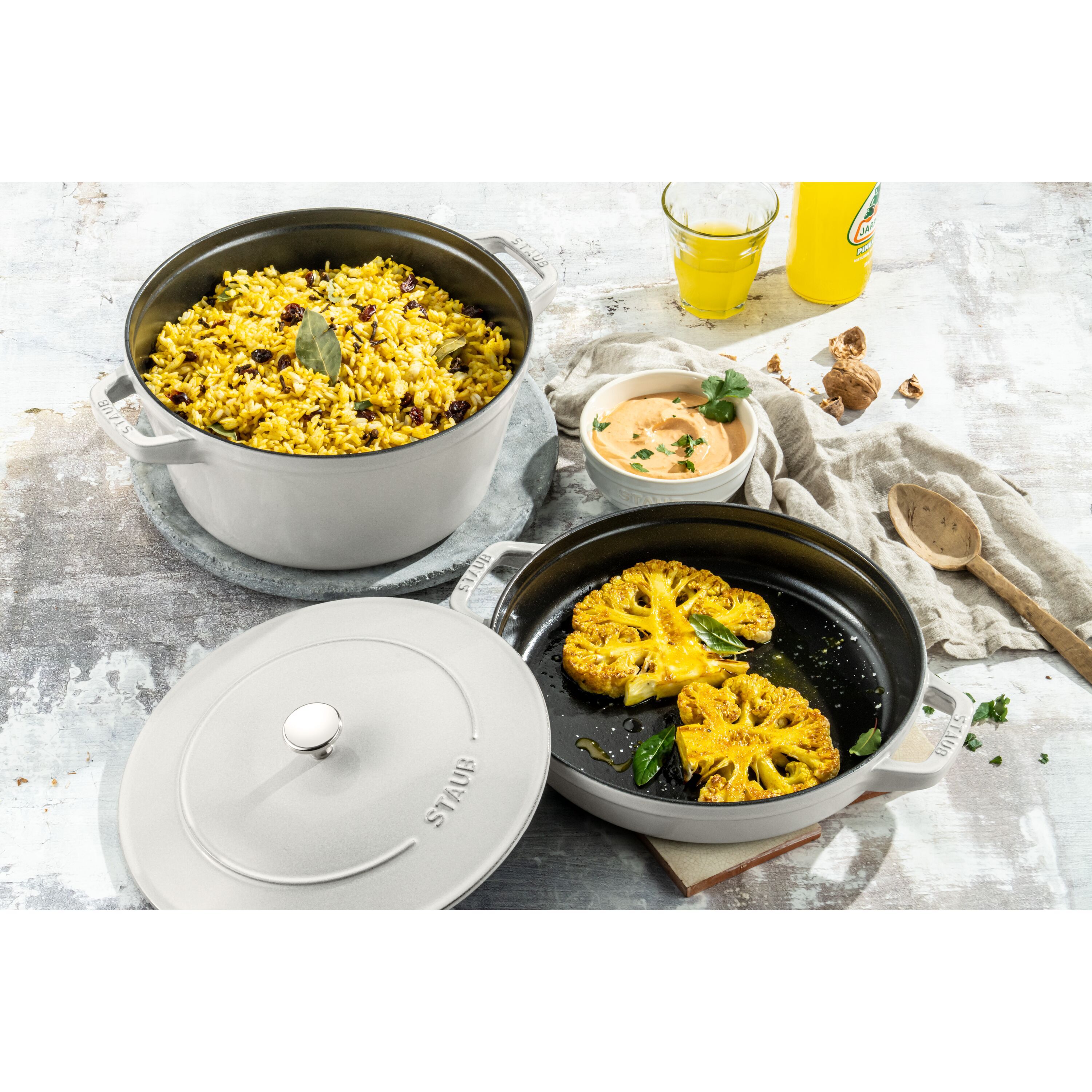Staub        Stackable Set                Kochtopfset Stackable 2-tlg, rund, Weisser Trüffel, Gusseisen