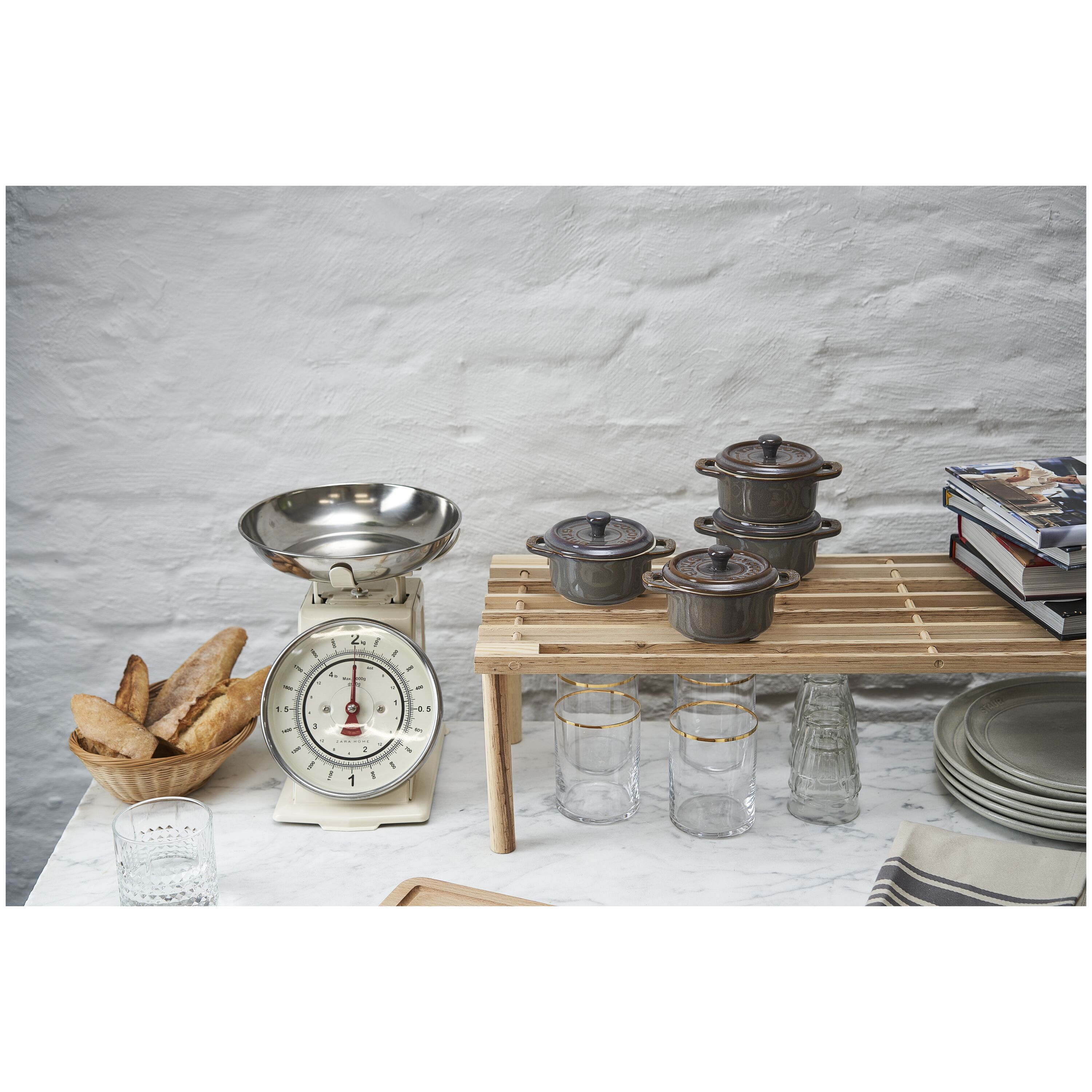 Staub        Ceramique                Cocotte Set 4-tlg, rund, Antik-Grau, Keramik