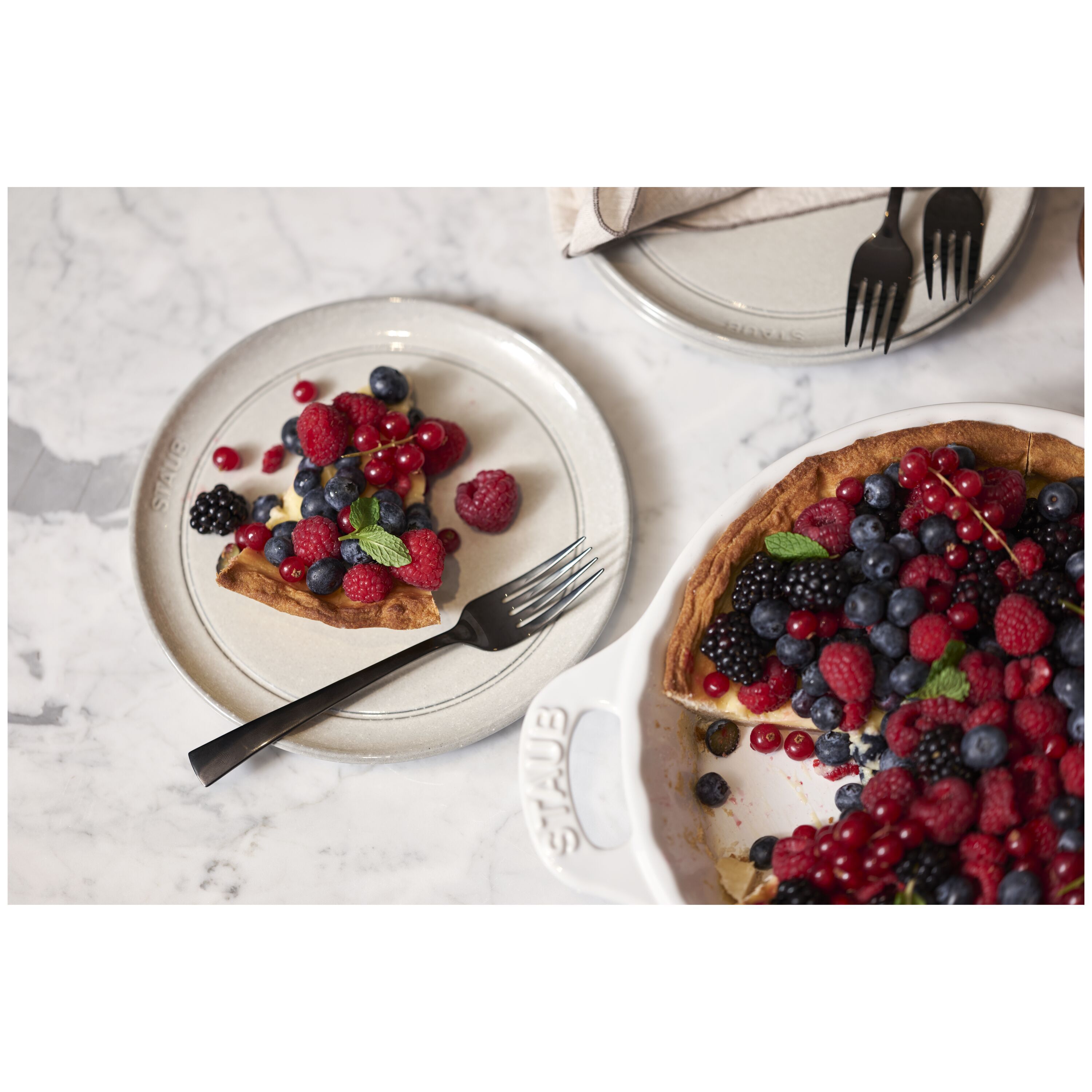 Staub        Dining Line                Teller flach 20 cm, rund, Weisser Trüffel, Keramik