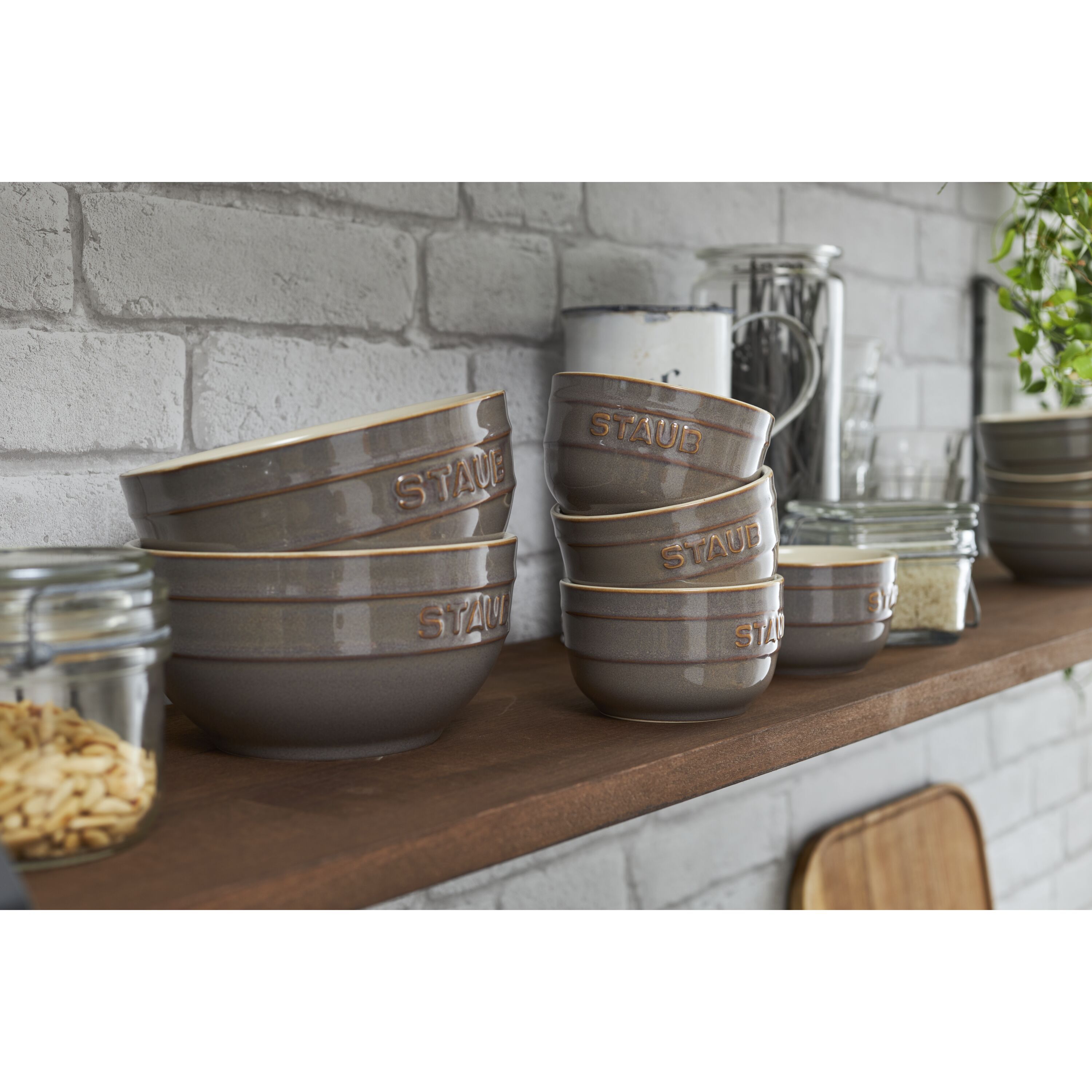 Staub        Ceramique                Förmchenset 9 cm / 2-tlg, rund, Antik-Grau, Keramik