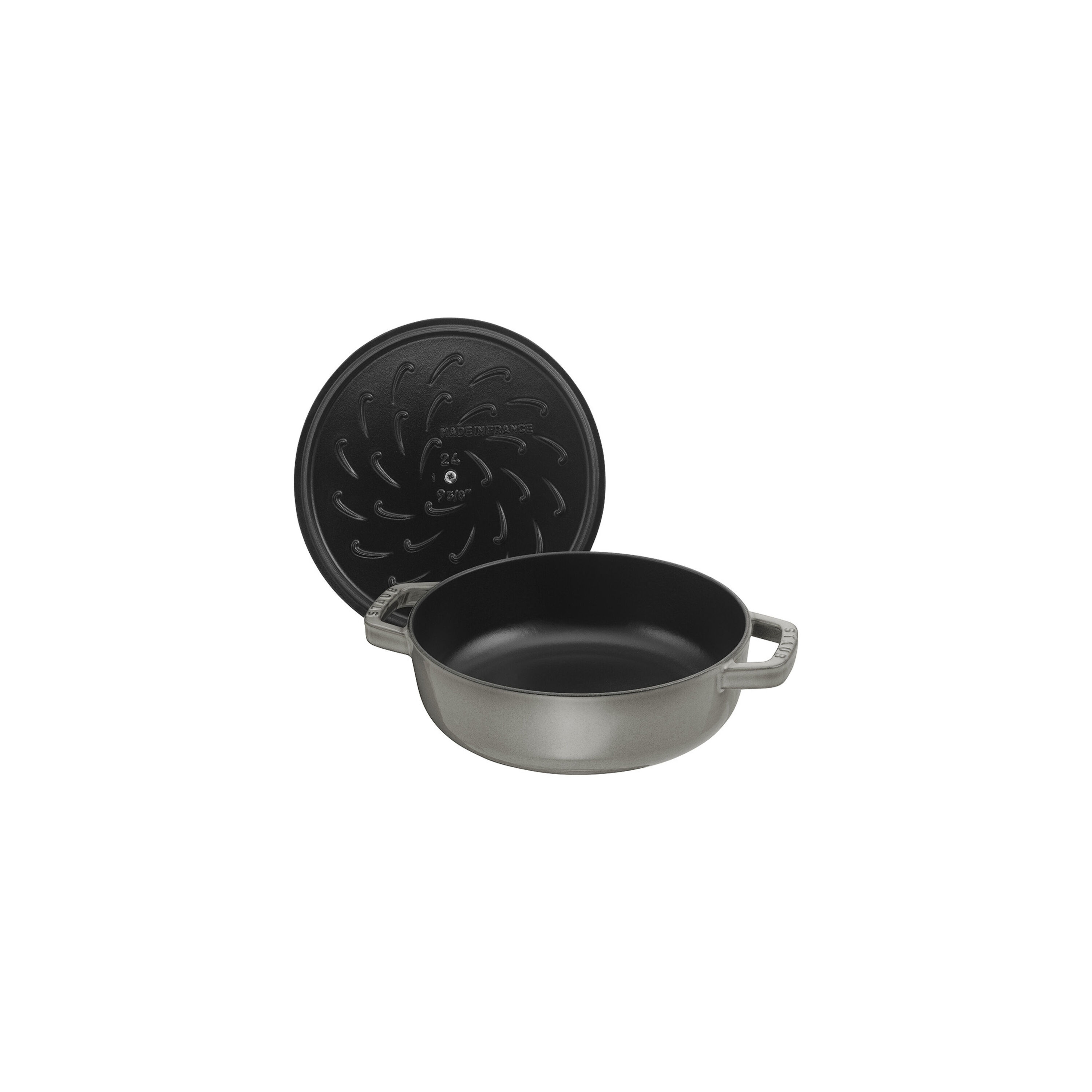 Staub        Braisers                Bräter mit Chistera Drop-Structure 28 cm, rund, Graphit-Grau, Gusseisen