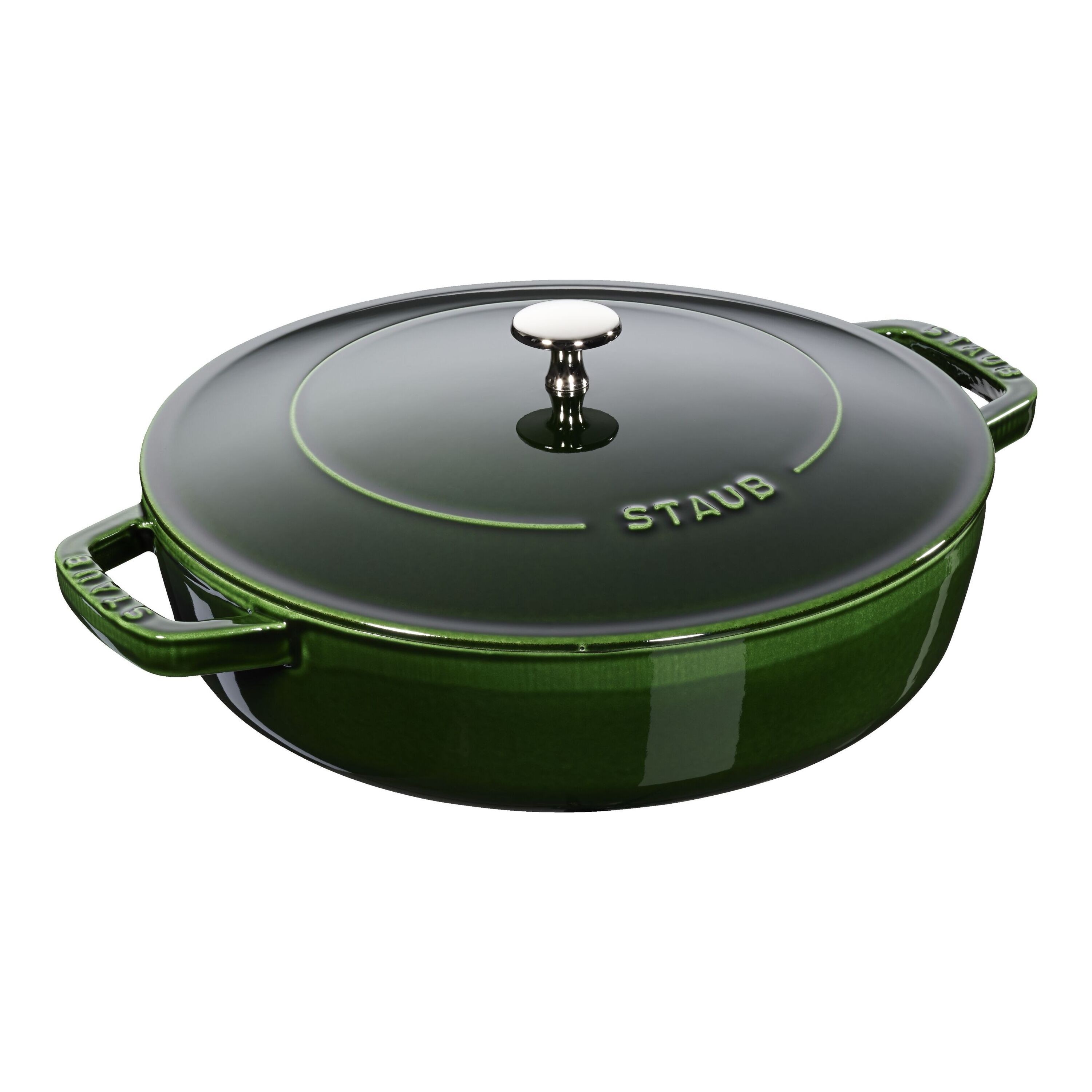 Staub        Braisers                Bräter mit Chistera Drop-Structure 28 cm, rund, Basilikum-Grün, Gusseisen